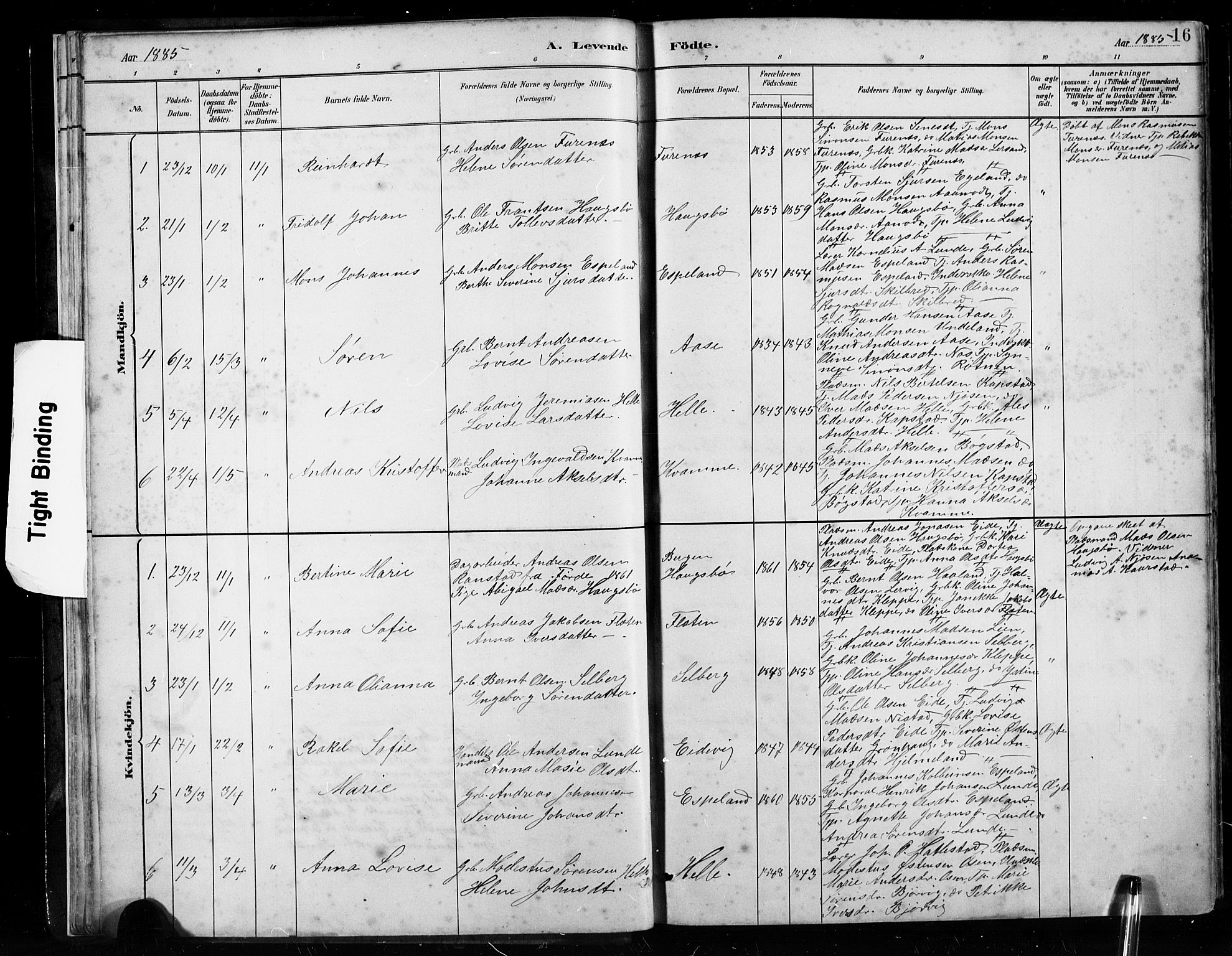 Gaular sokneprestembete, AV/SAB-A-80001/H/Hab: Parish register (copy) no. B 3, 1882-1913, p. 16