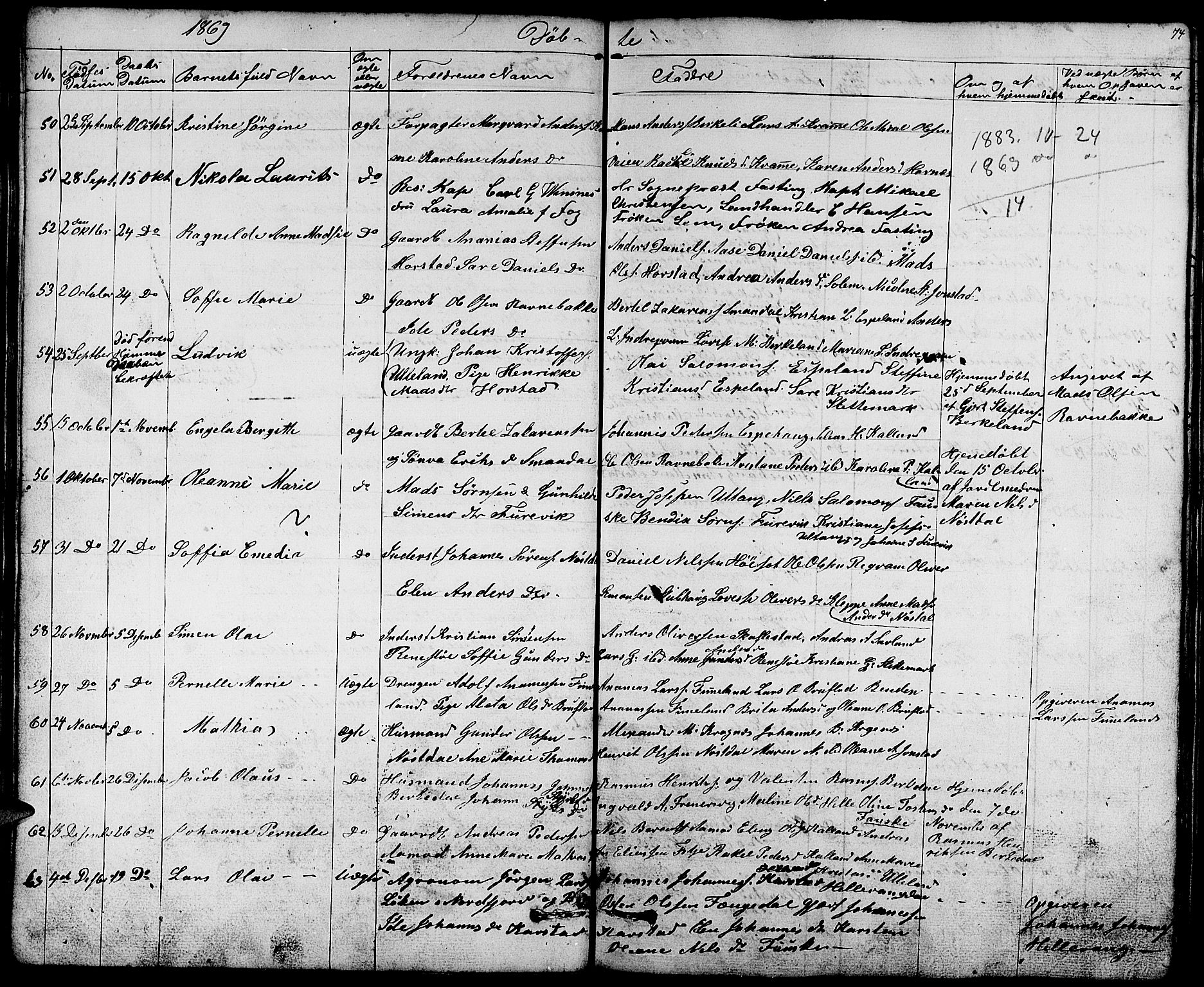 Førde sokneprestembete, SAB/A-79901/H/Hab/Habd/L0001: Parish register (copy) no. D 1, 1852-1877, p. 74