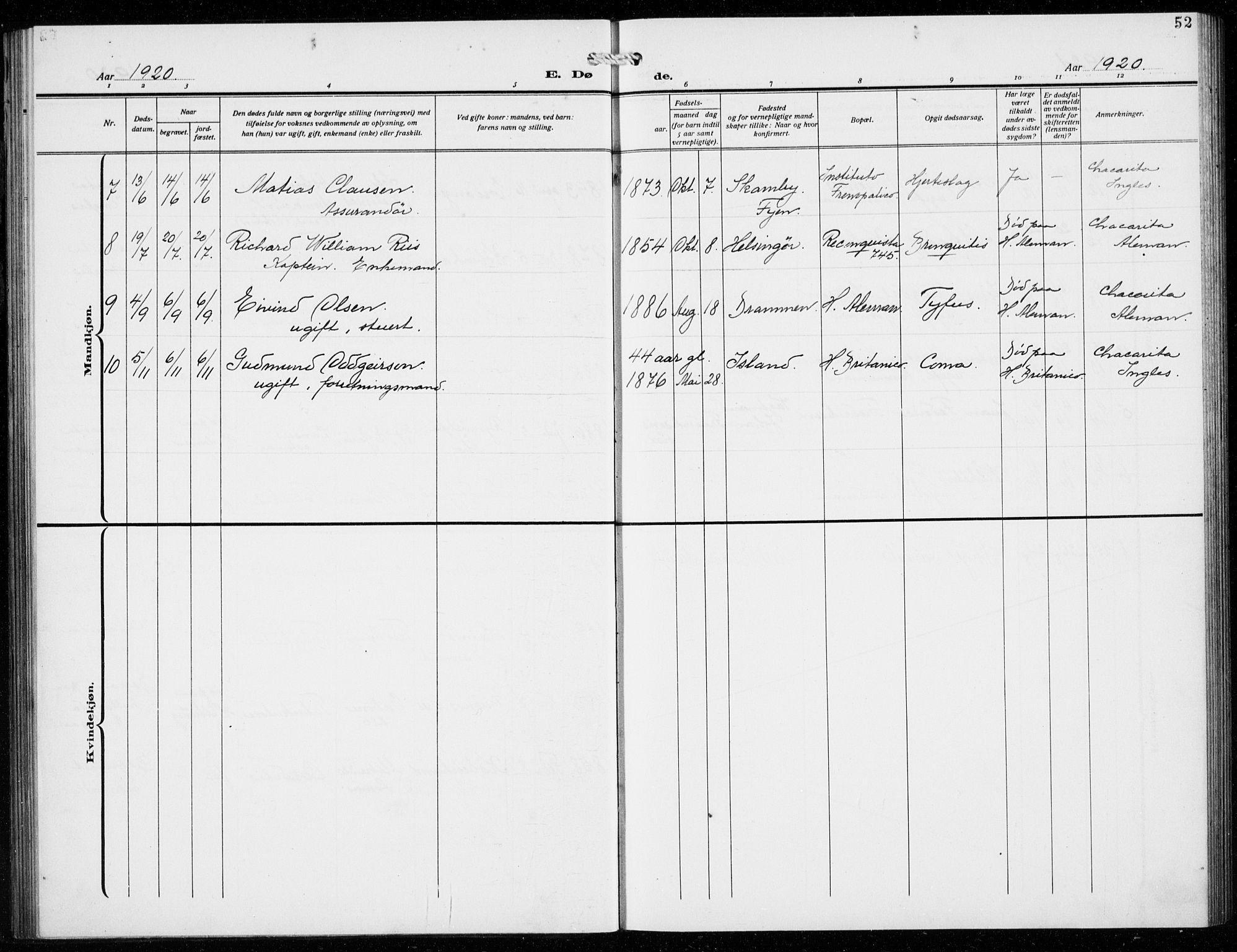 Den norske sjømannsmisjon i utlandet/Syd-Amerika (Buenos Aires m.fl.), SAB/SAB/PA-0118/H/Ha/L0003: Parish register (official) no. A 3, 1920-1938, p. 52