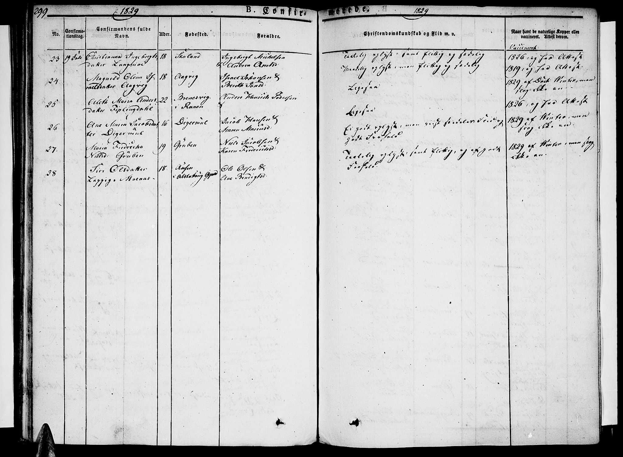 Ministerialprotokoller, klokkerbøker og fødselsregistre - Nordland, SAT/A-1459/820/L0289: Parish register (official) no. 820A10, 1826-1845, p. 299
