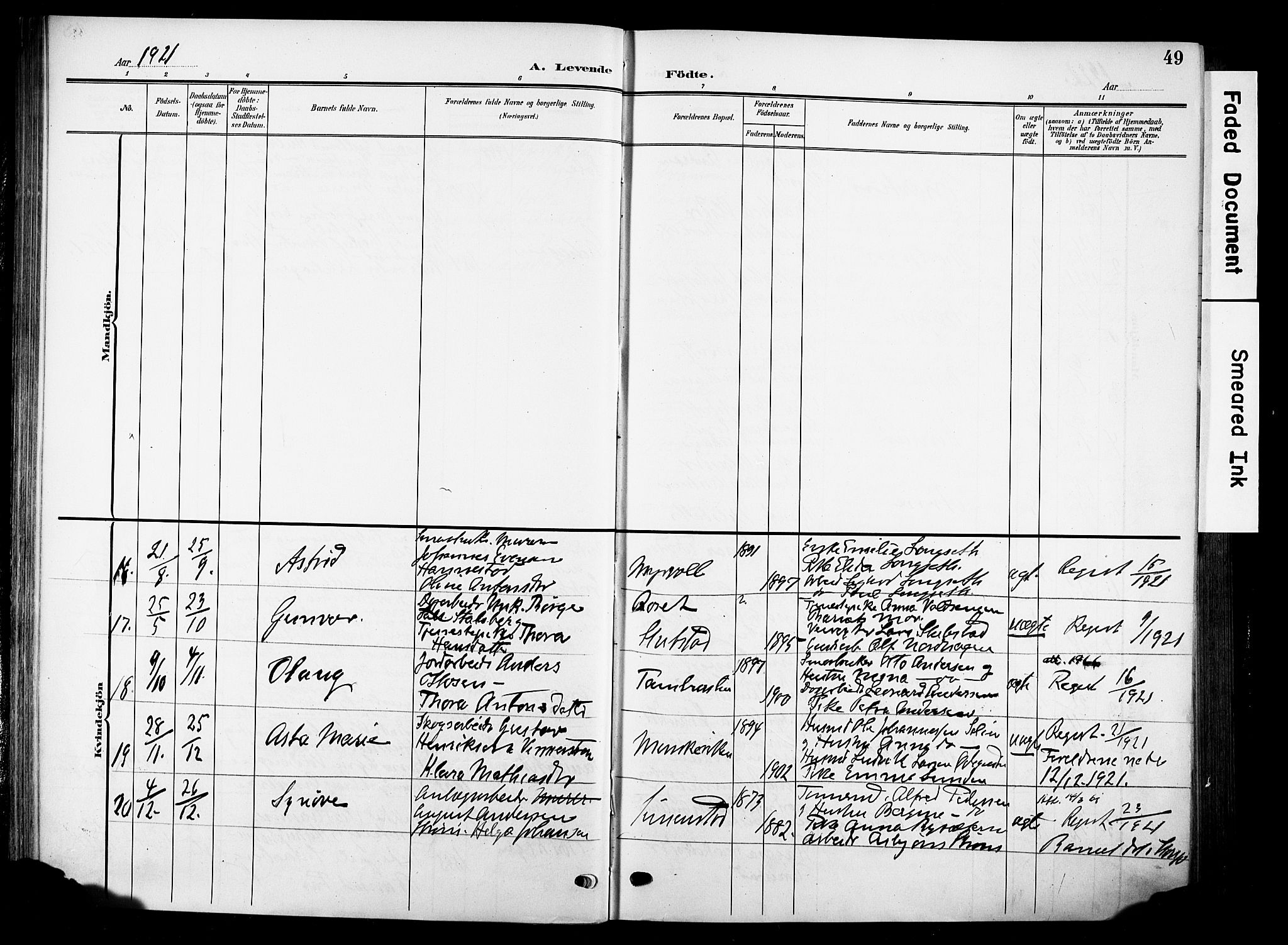 Nes prestekontor, Hedmark, AV/SAH-PREST-020/K/Ka/L0014: Parish register (official) no. 14, 1906-1929, p. 49