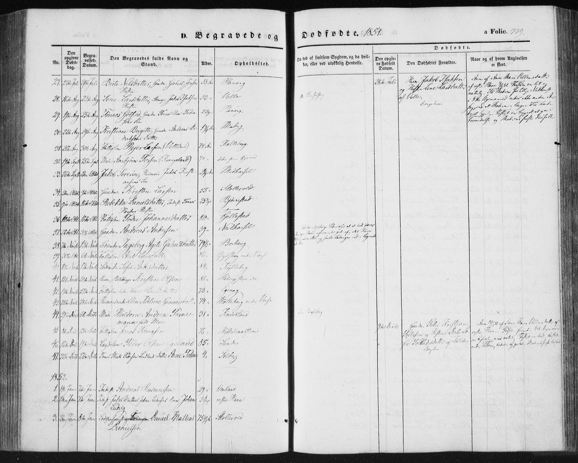 Lista sokneprestkontor, SAK/1111-0027/F/Fa/L0010: Parish register (official) no. A 10, 1846-1861, p. 339
