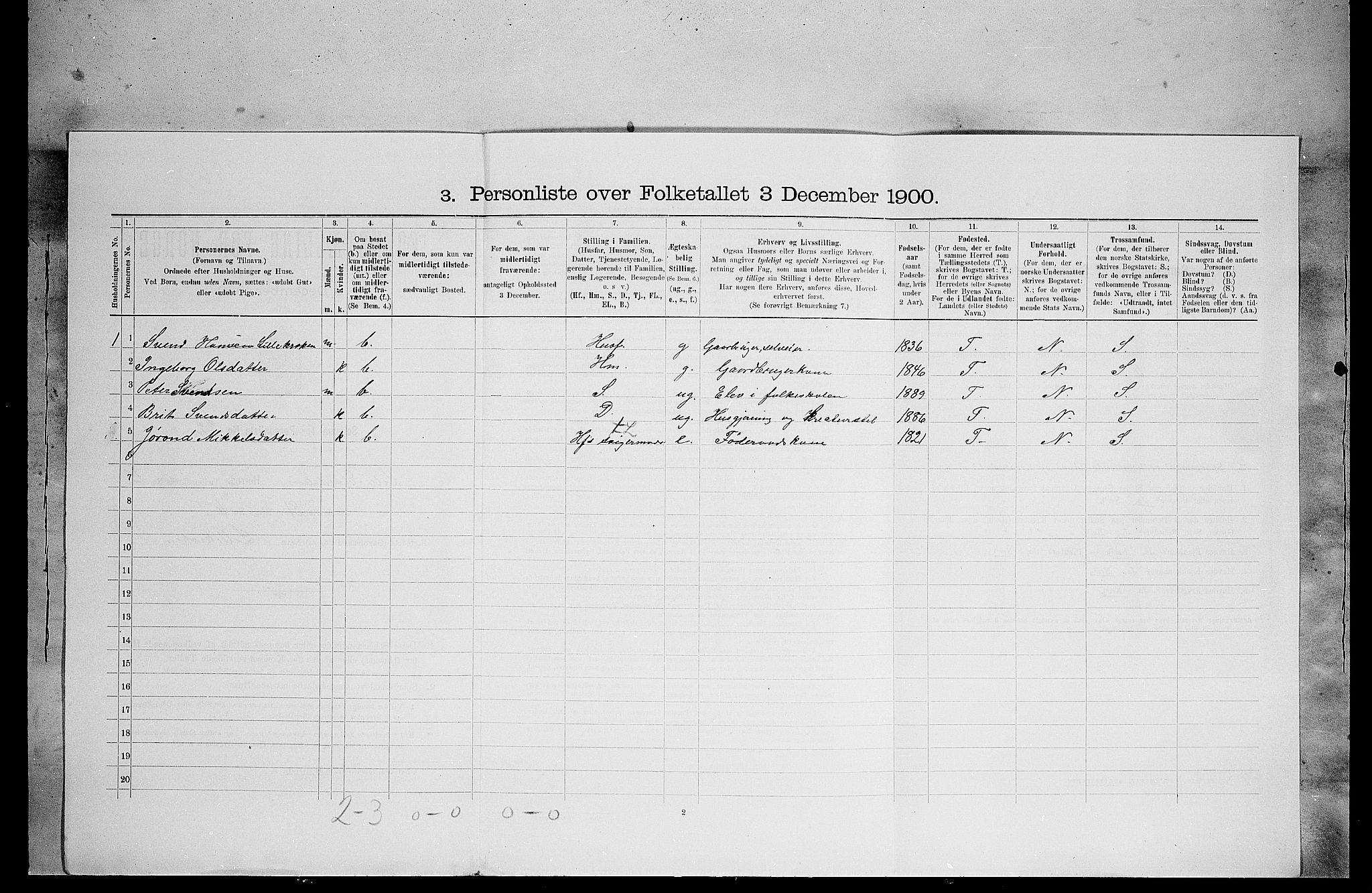 SAH, 1900 census for Lille Elvedalen, 1900, p. 890