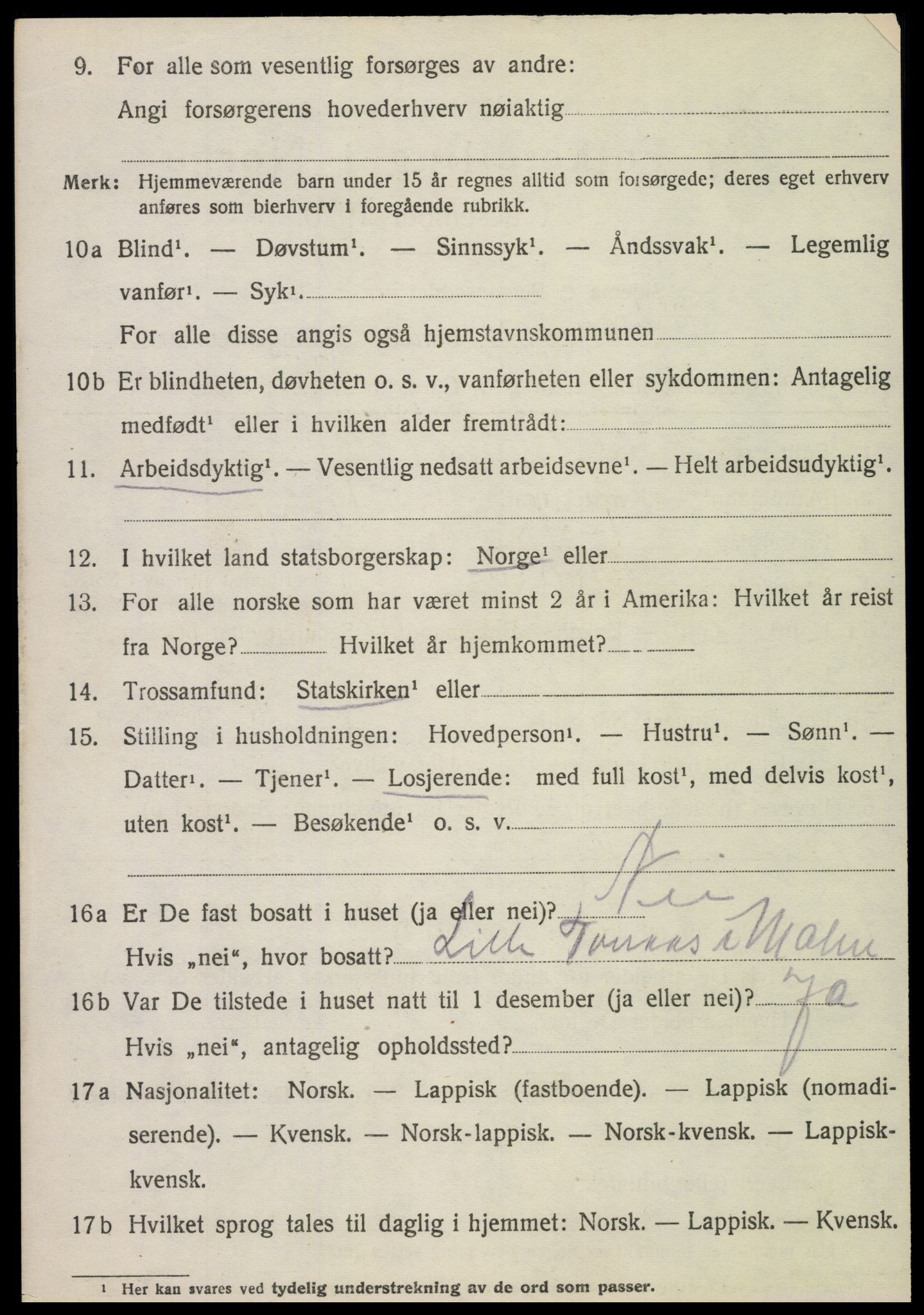 SAT, 1920 census for Malm, 1920, p. 1806