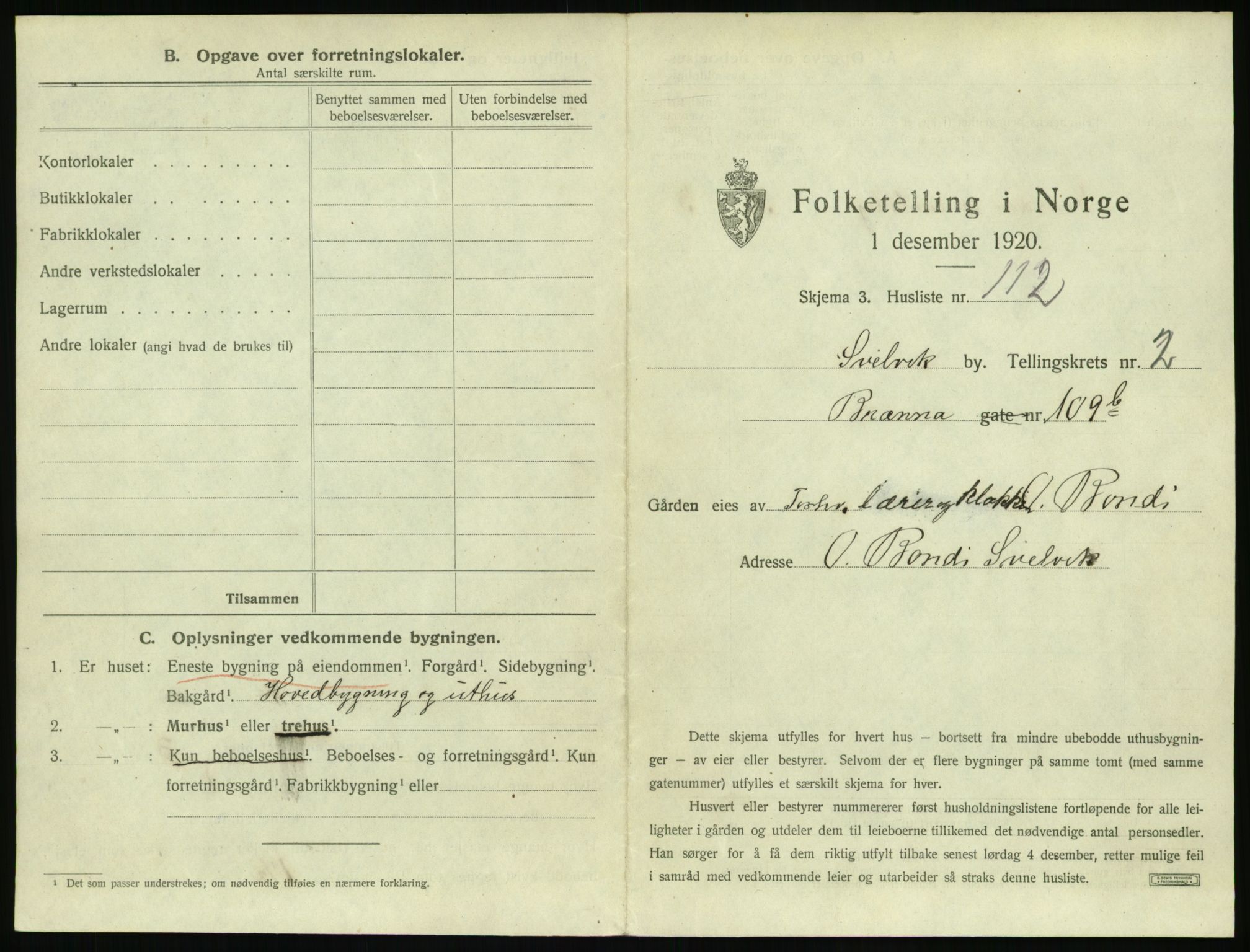 SAKO, 1920 census for Svelvik, 1920, p. 501