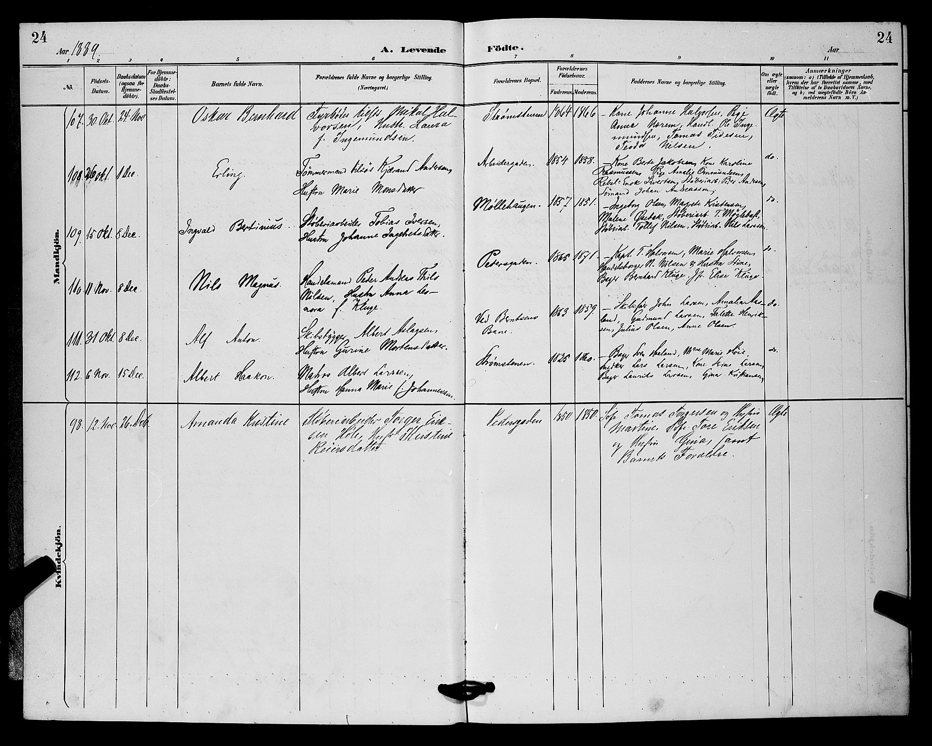 St. Johannes sokneprestkontor, SAST/A-101814/001/30/30BB/L0002: Parish register (copy) no. B 2, 1888-1901, p. 24