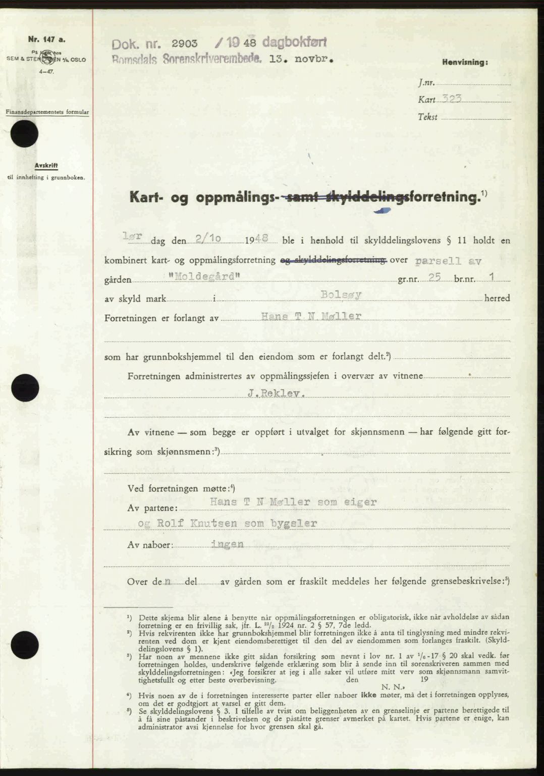 Romsdal sorenskriveri, AV/SAT-A-4149/1/2/2C: Mortgage book no. A27, 1948-1948, Diary no: : 2903/1948