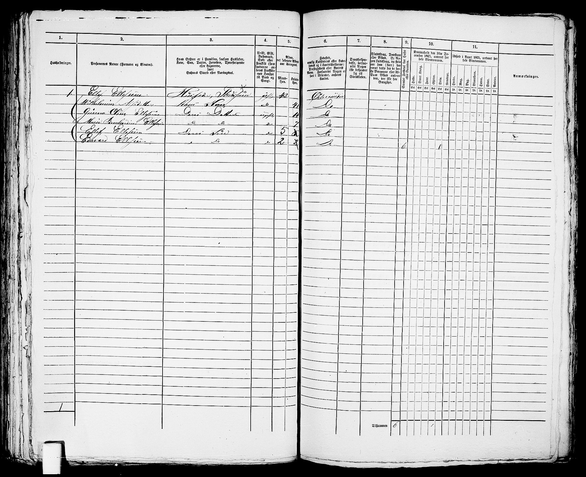 RA, 1865 census for Risør/Risør, 1865, p. 580
