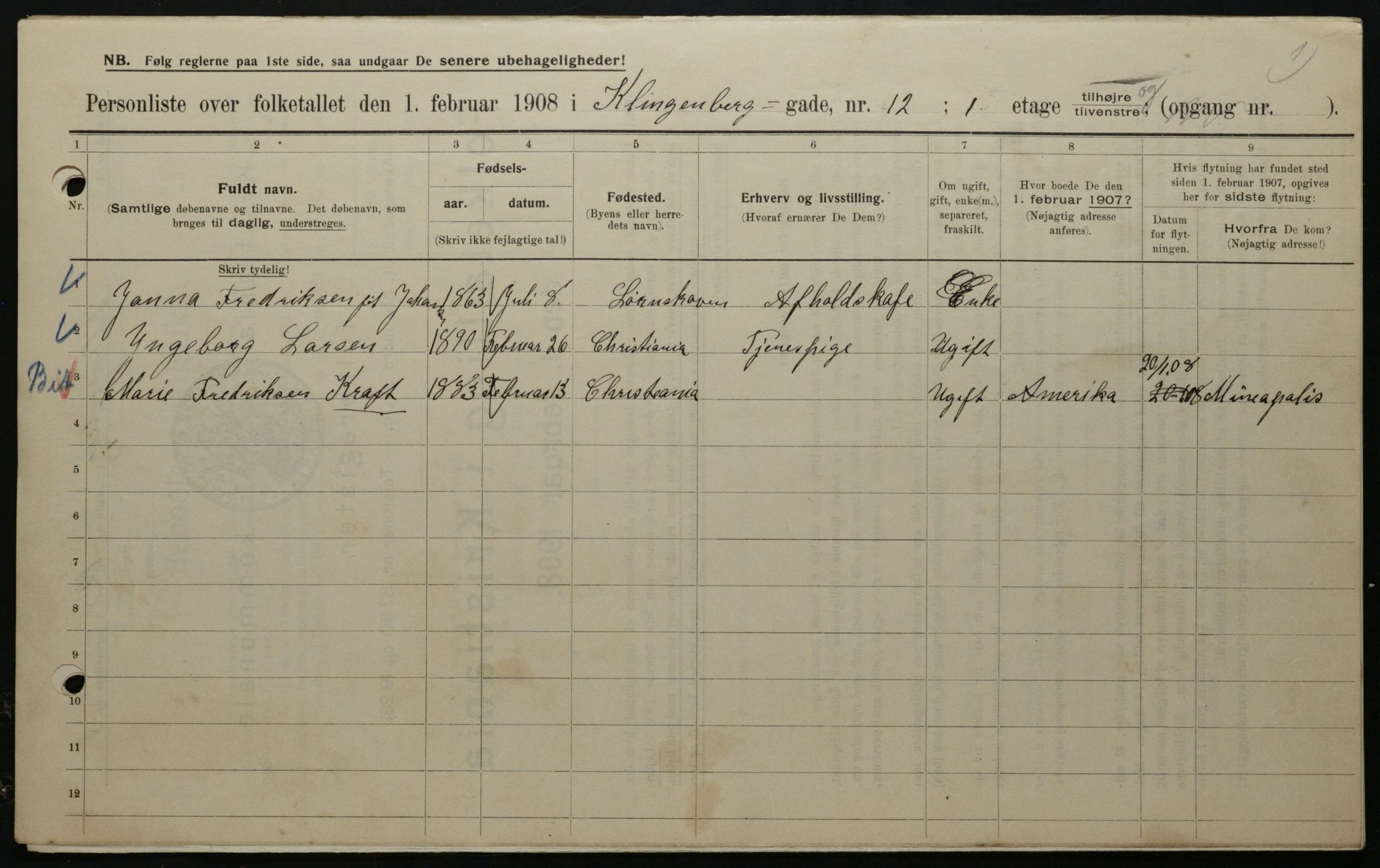 OBA, Municipal Census 1908 for Kristiania, 1908, p. 46386