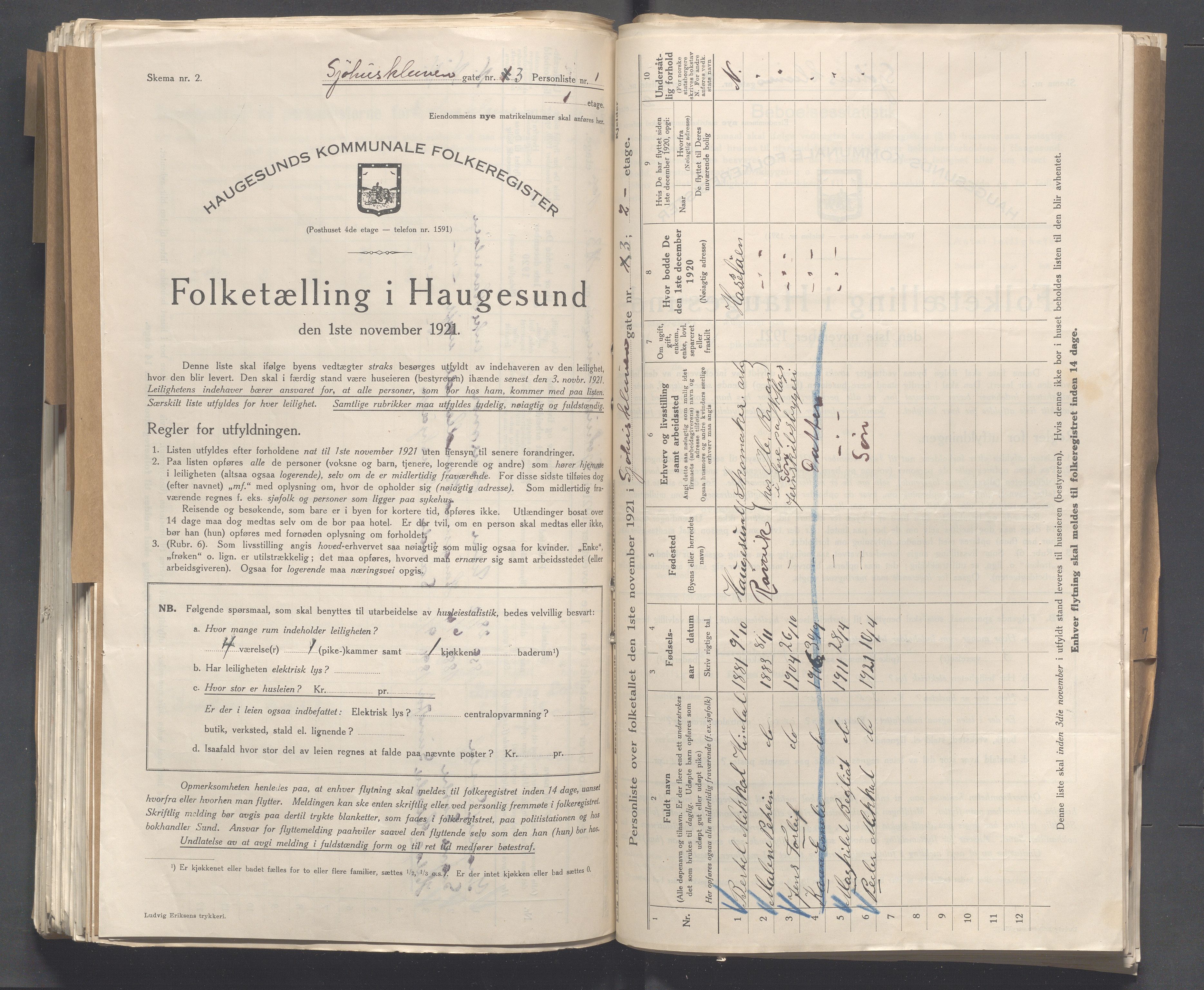 IKAR, Local census 1.11.1921 for Haugesund, 1921, p. 6554