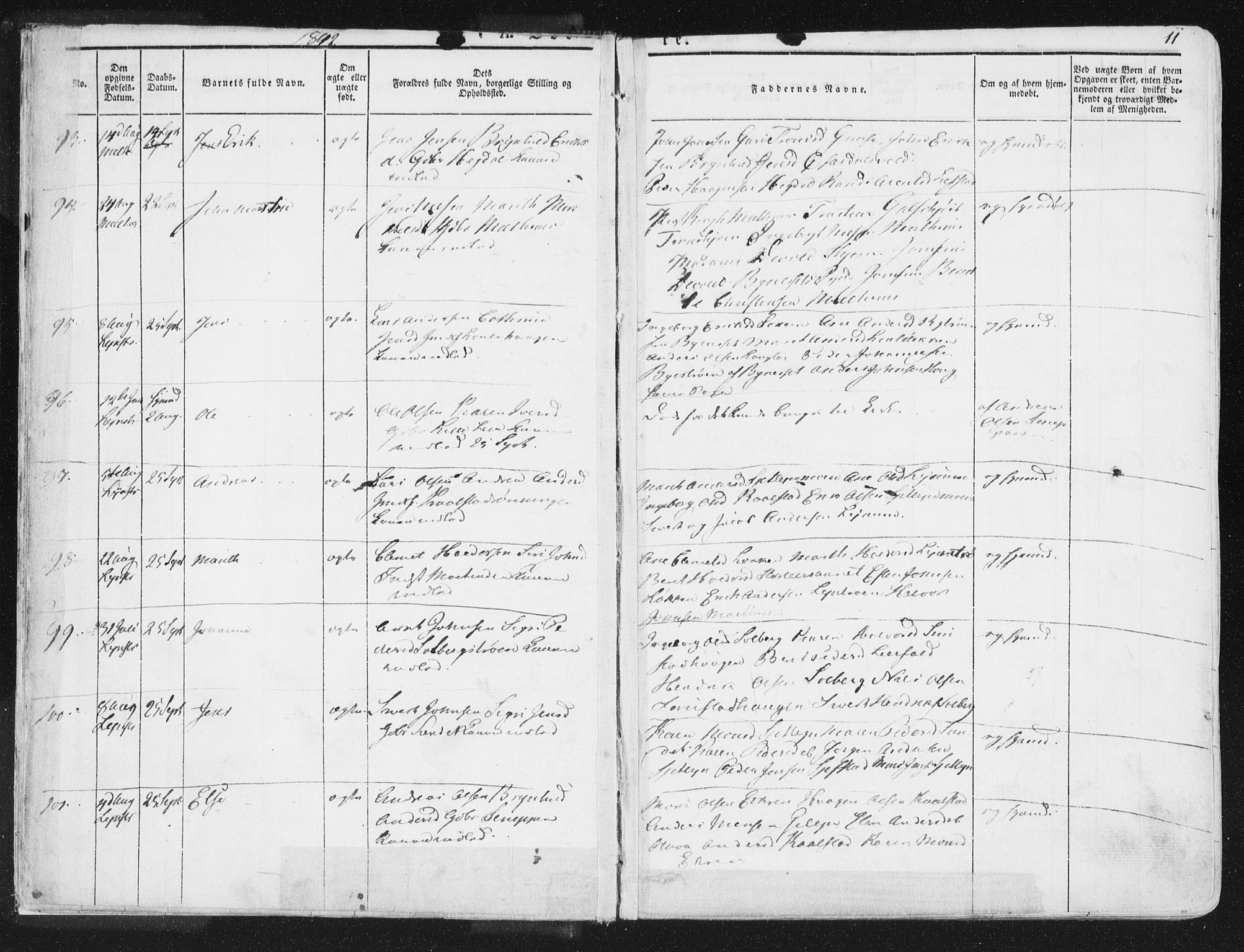 Ministerialprotokoller, klokkerbøker og fødselsregistre - Sør-Trøndelag, SAT/A-1456/691/L1074: Parish register (official) no. 691A06, 1842-1852, p. 11