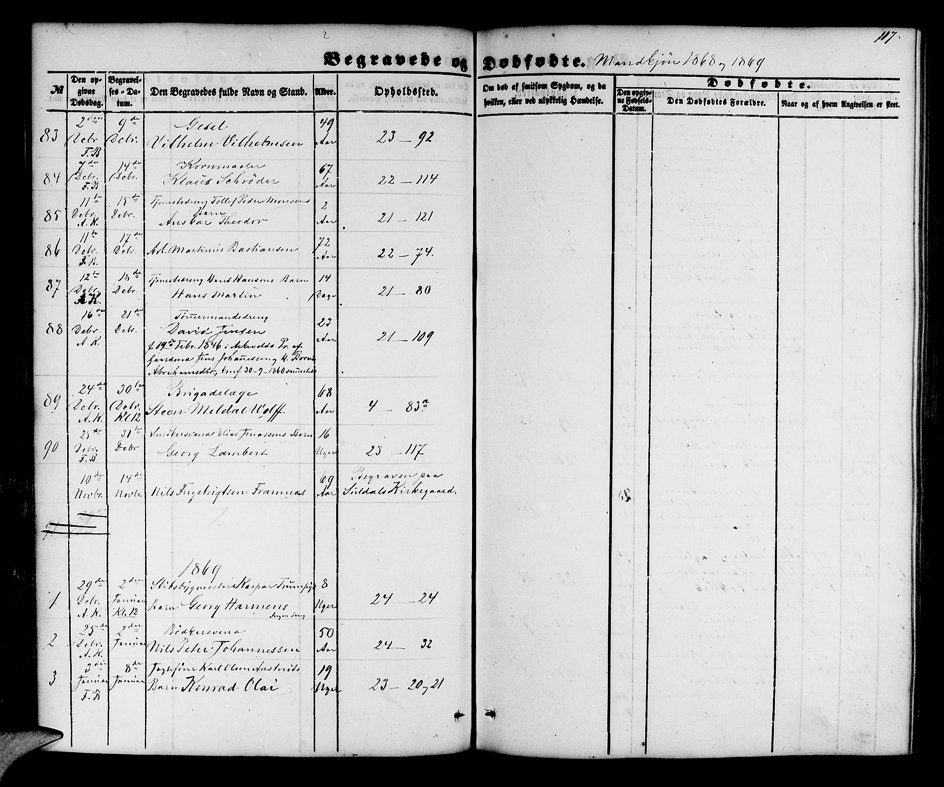 Korskirken sokneprestembete, SAB/A-76101/H/Hab: Parish register (copy) no. E 2, 1851-1871, p. 117