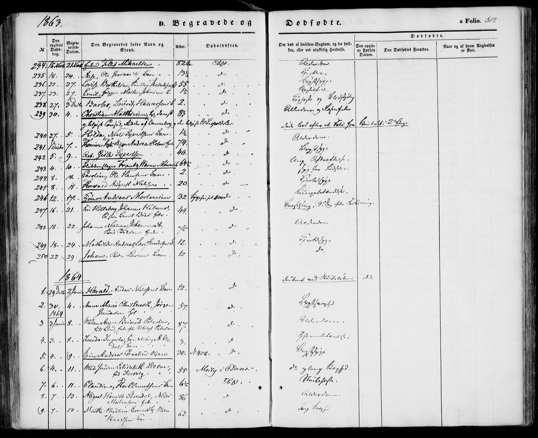 Kristiansand domprosti, SAK/1112-0006/F/Fa/L0014: Parish register (official) no. A 14, 1852-1867, p. 512