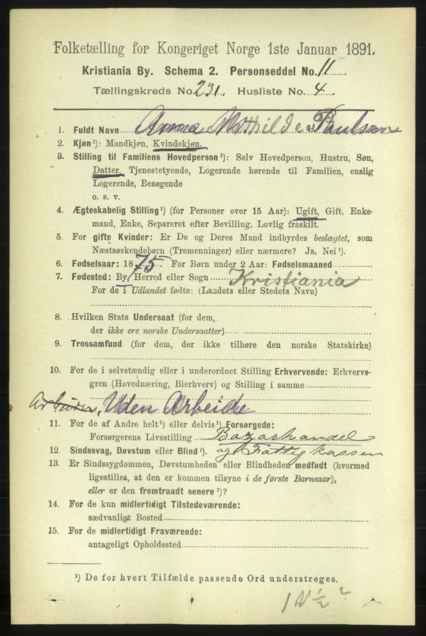 RA, 1891 census for 0301 Kristiania, 1891, p. 142641