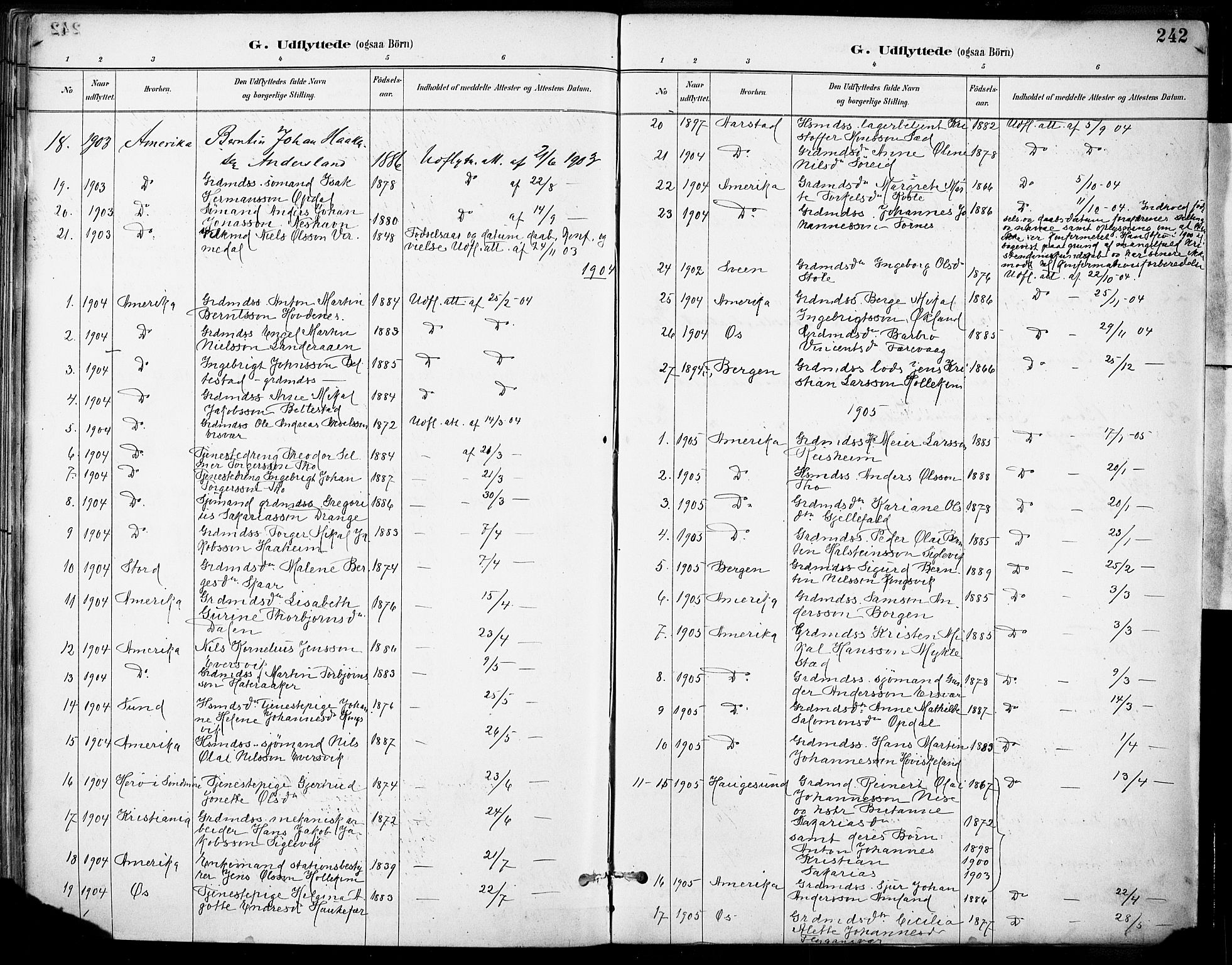 Tysnes sokneprestembete, SAB/A-78601/H/Haa: Parish register (official) no. D 1, 1887-1904, p. 242