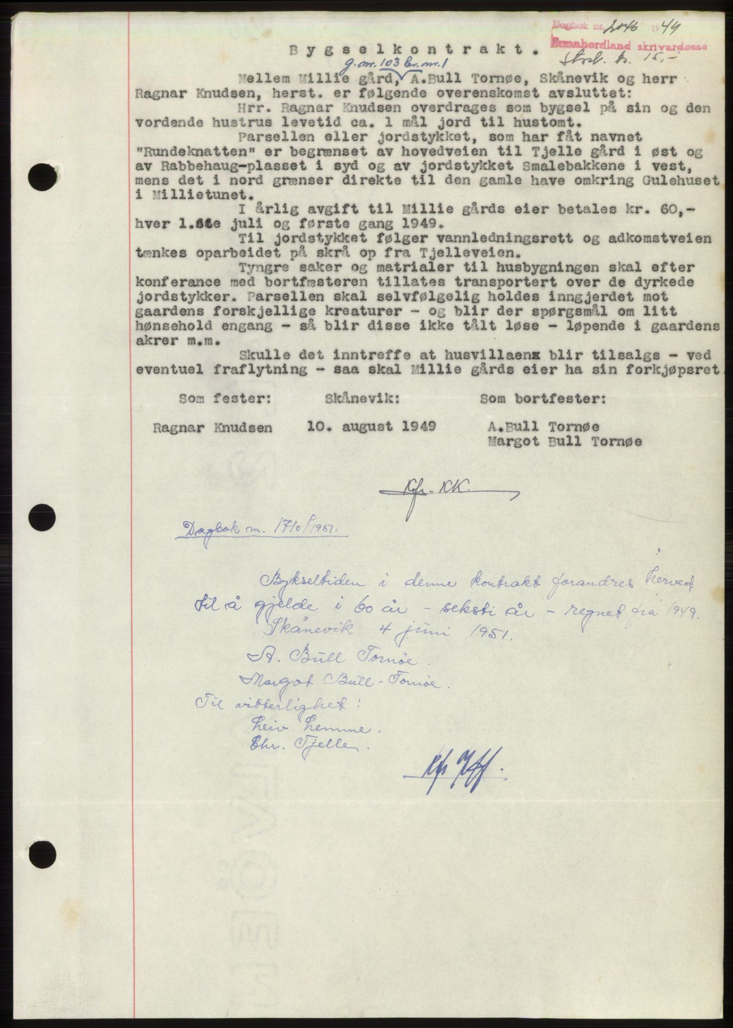 Sunnhordland sorenskrivar, AV/SAB-A-2401: Mortgage book no. B75-79, 1948-1950, Diary no: : 2046/1949