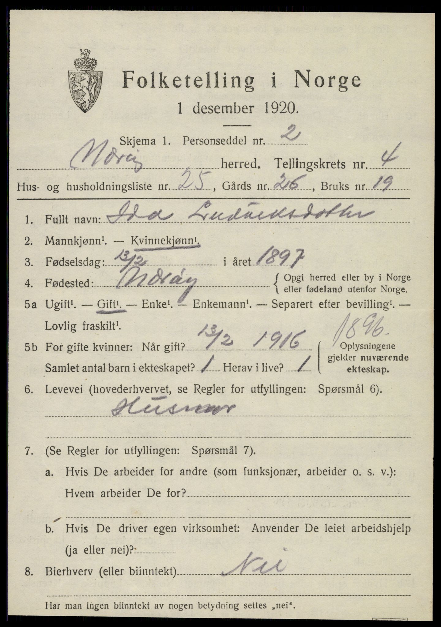 SAT, 1920 census for Nærøy, 1920, p. 2435