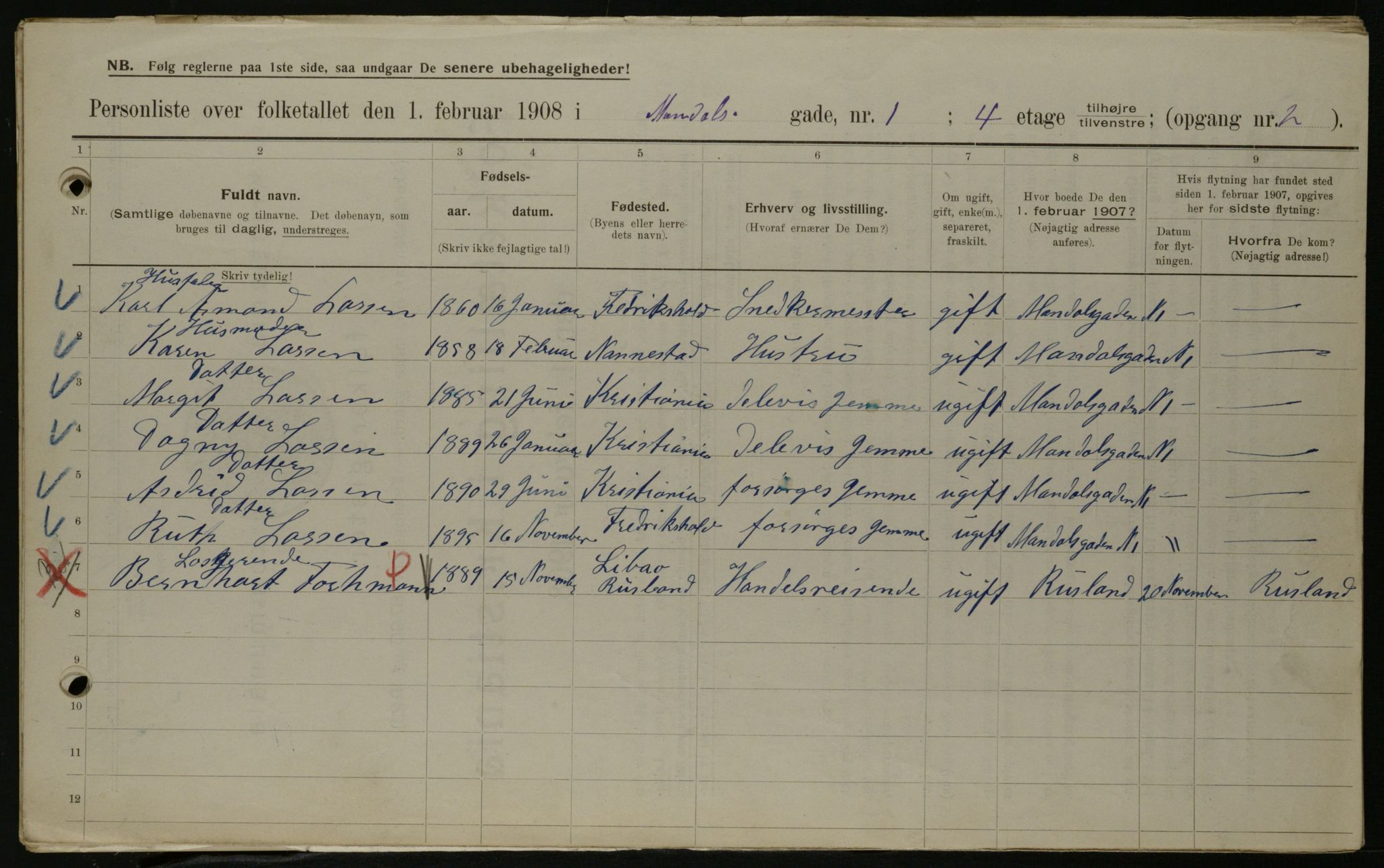 OBA, Municipal Census 1908 for Kristiania, 1908, p. 53834