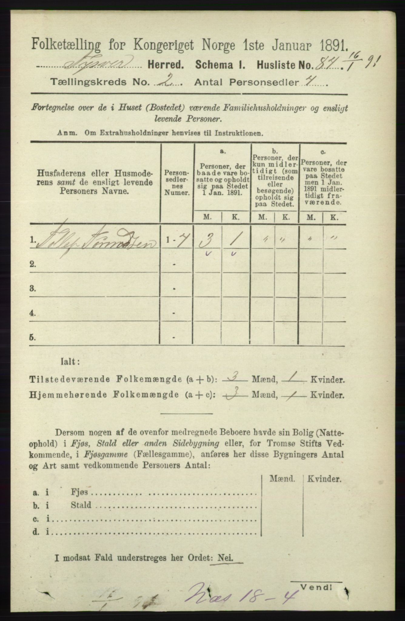 RA, 1891 census for 1146 Tysvær, 1891, p. 685