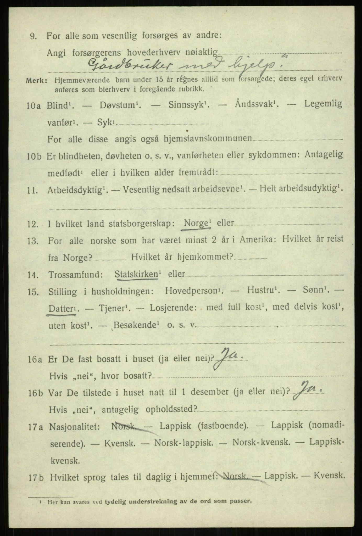 SATØ, 1920 census for Bardu, 1920, p. 2718