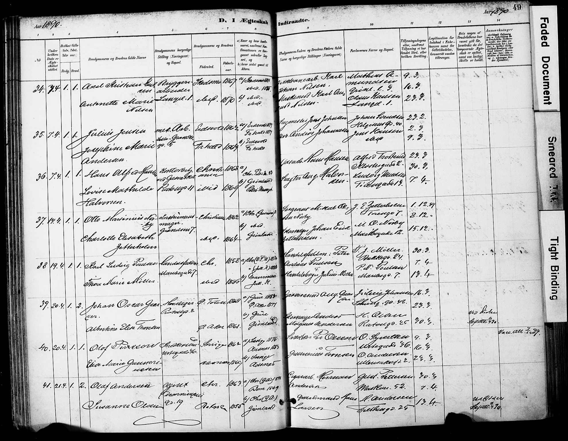 Grønland prestekontor Kirkebøker, AV/SAO-A-10848/F/Fa/L0013: Parish register (official) no. 13, 1887-1906, p. 49