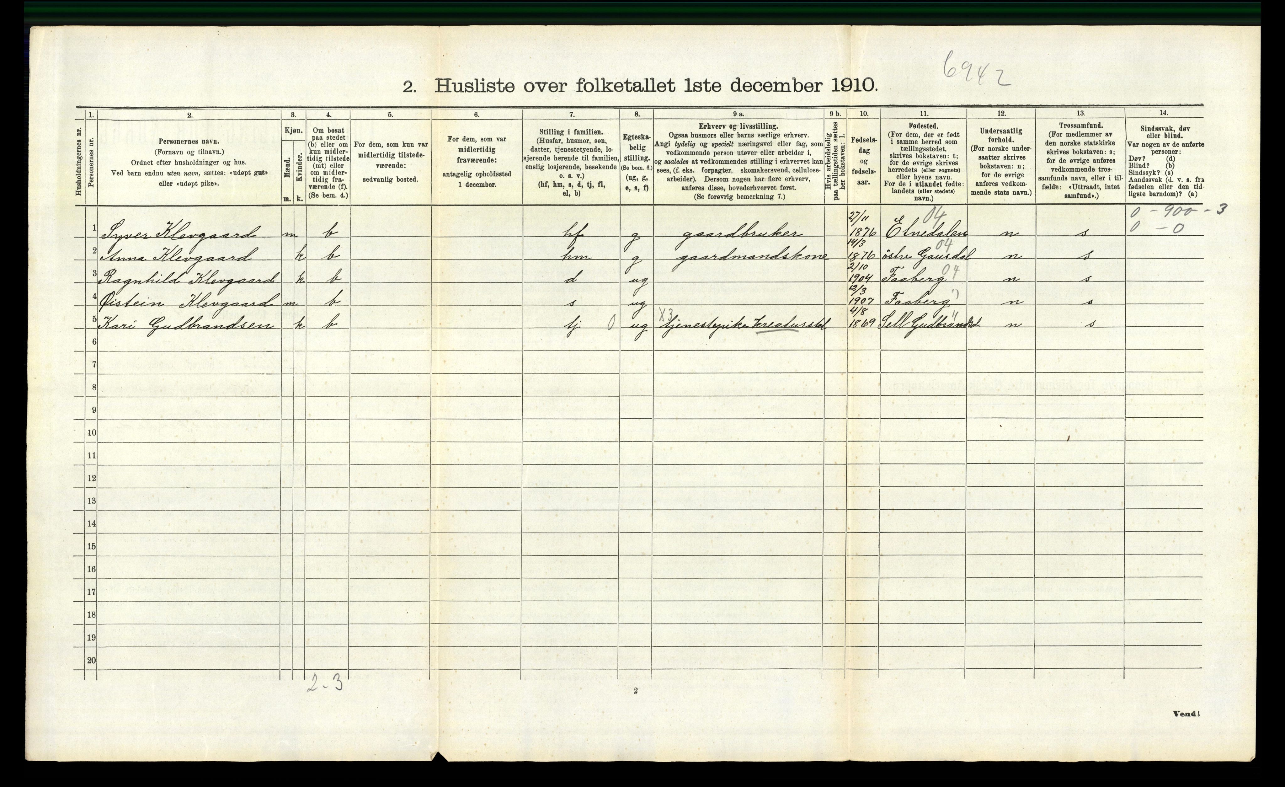 RA, 1910 census for Tjølling, 1910, p. 810