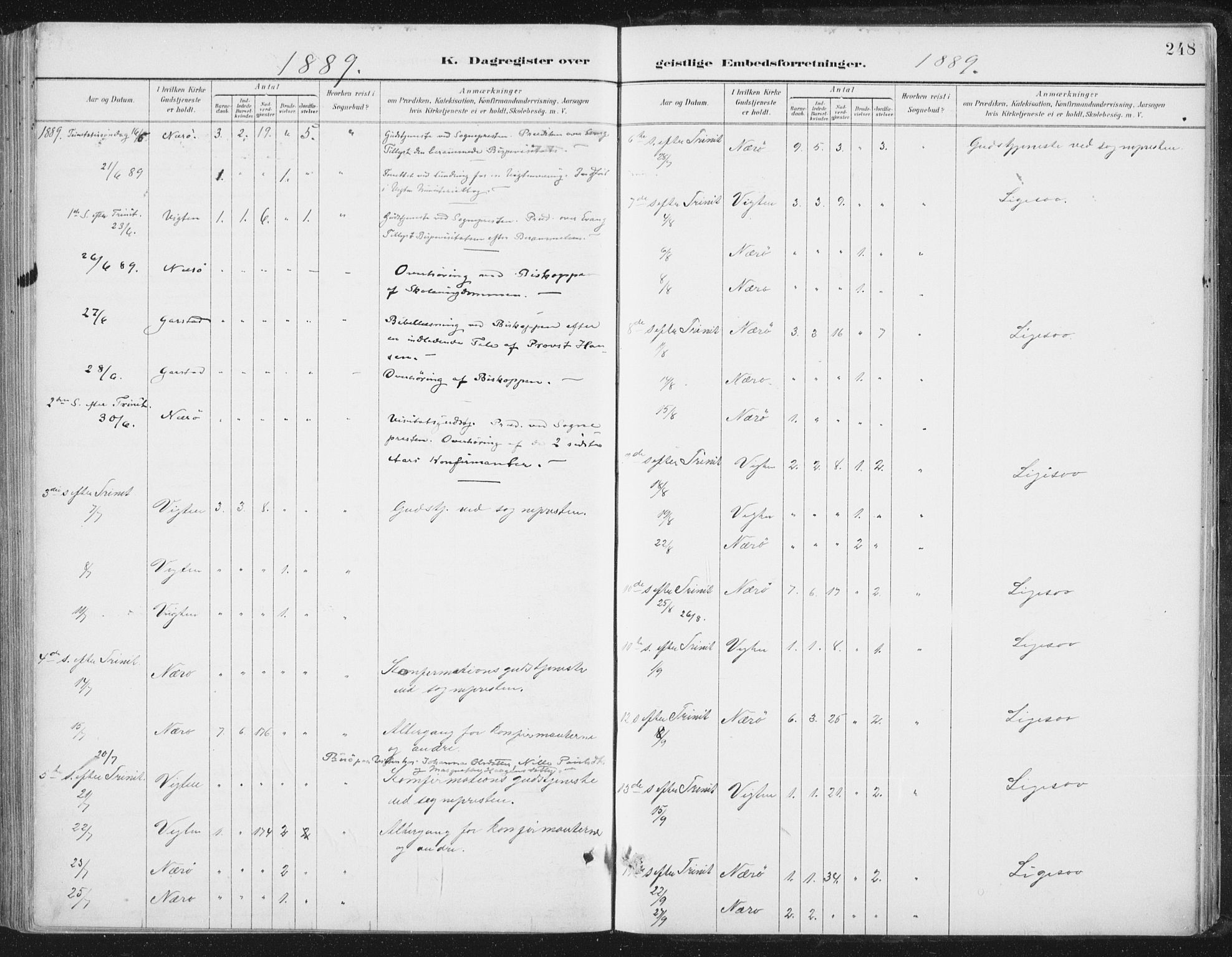 Ministerialprotokoller, klokkerbøker og fødselsregistre - Nord-Trøndelag, AV/SAT-A-1458/784/L0673: Parish register (official) no. 784A08, 1888-1899, p. 248