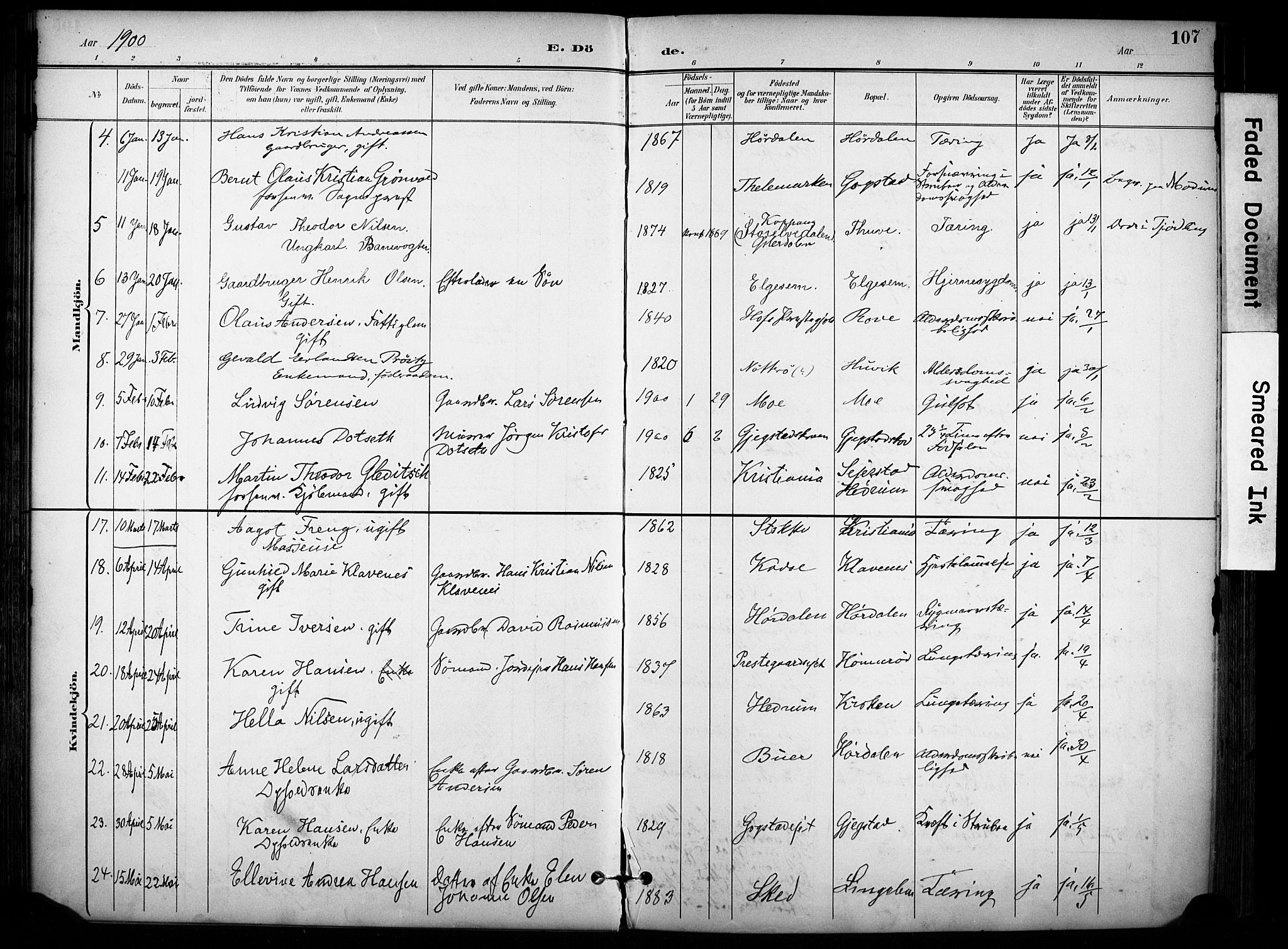 Sandar kirkebøker, AV/SAKO-A-243/F/Fa/L0015: Parish register (official) no. 15, 1896-1907, p. 107