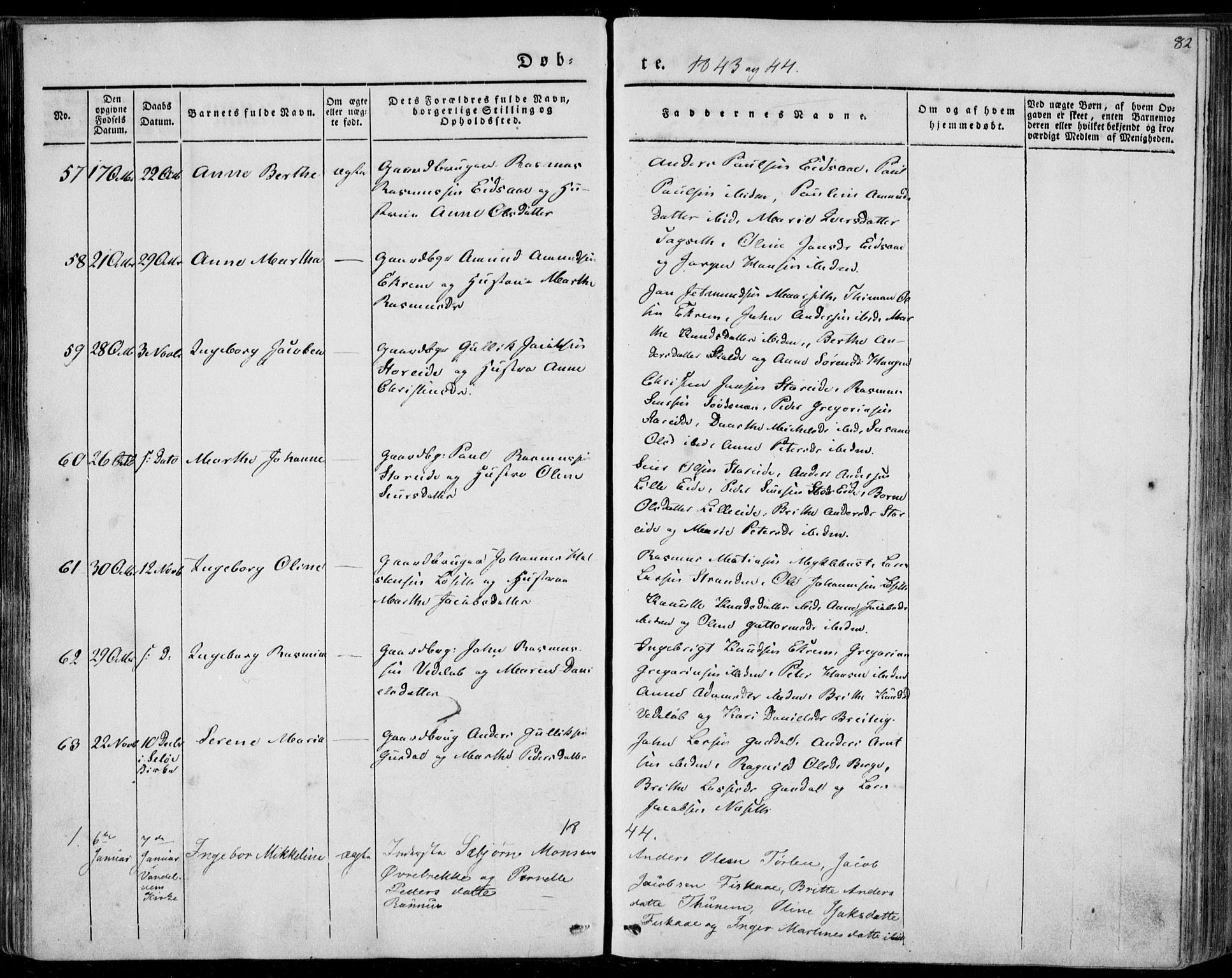 Ministerialprotokoller, klokkerbøker og fødselsregistre - Møre og Romsdal, AV/SAT-A-1454/501/L0005: Parish register (official) no. 501A05, 1831-1844, p. 82