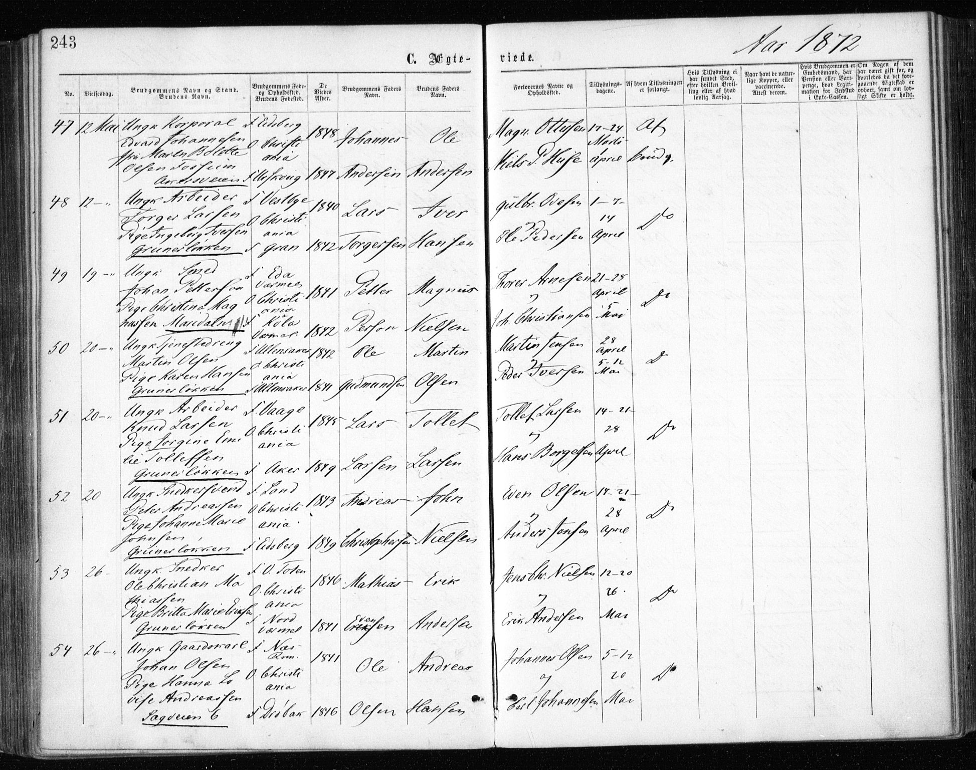 Gamle Aker prestekontor Kirkebøker, SAO/A-10617a/F/L0003: Parish register (official) no. 3, 1865-1873, p. 243