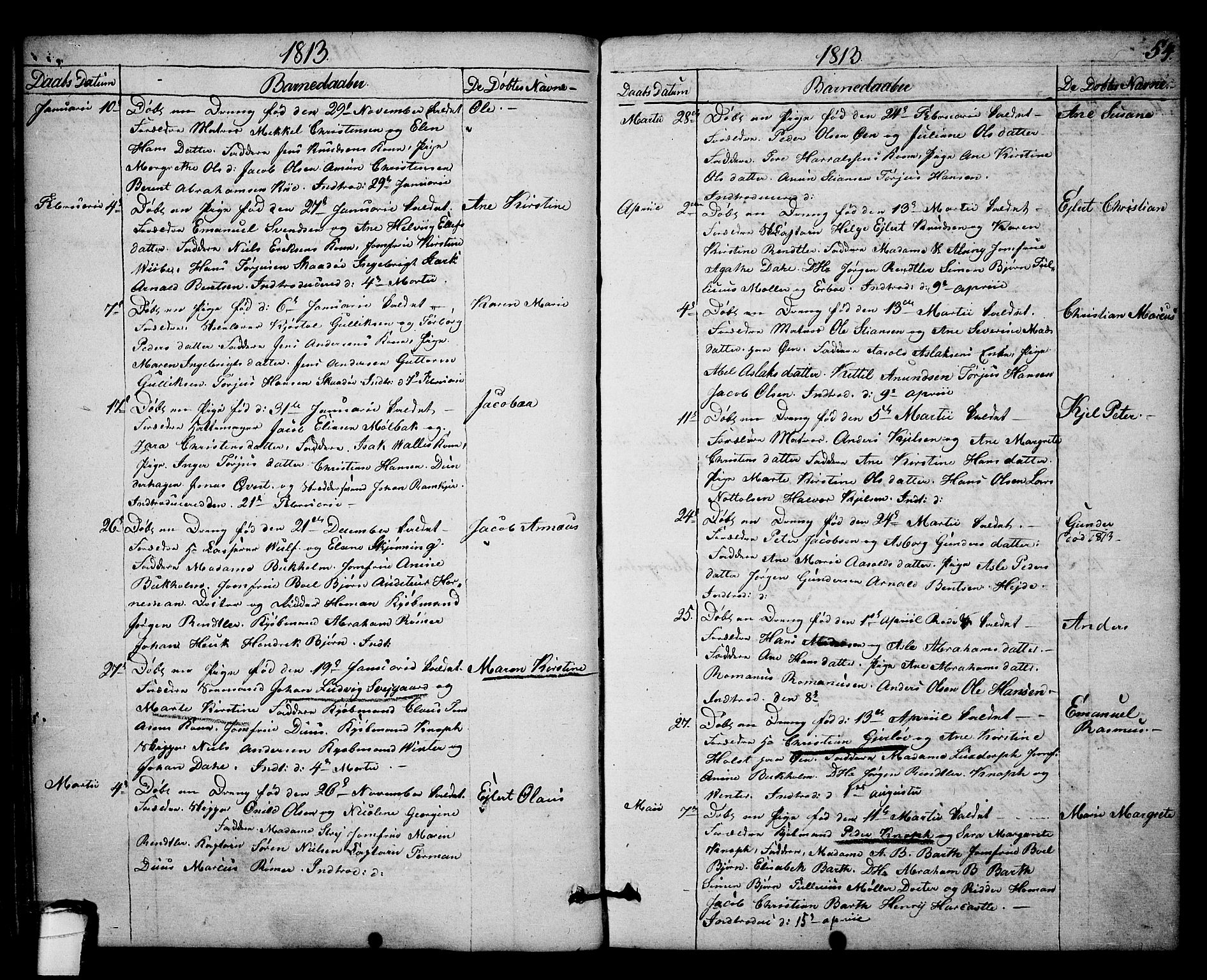 Kragerø kirkebøker, SAKO/A-278/F/Fa/L0003: Parish register (official) no. 3, 1802-1813, p. 54