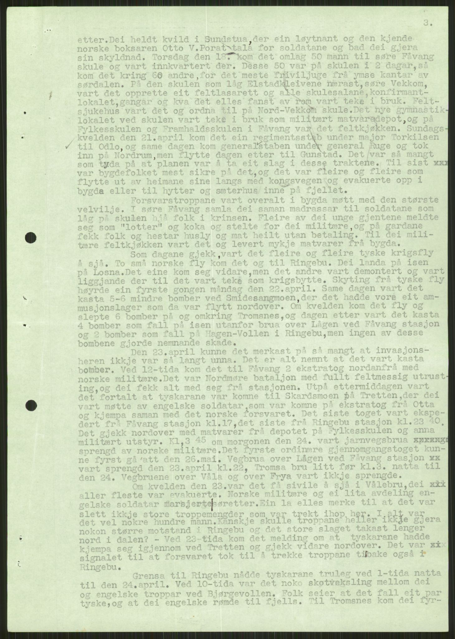 Forsvaret, Forsvarets krigshistoriske avdeling, AV/RA-RAFA-2017/Y/Ya/L0014: II-C-11-31 - Fylkesmenn.  Rapporter om krigsbegivenhetene 1940., 1940, p. 78