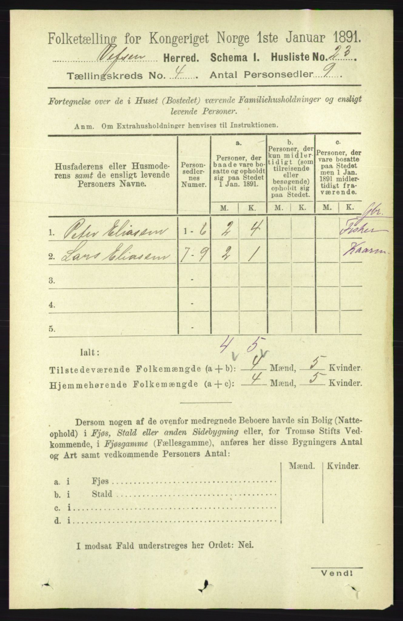 RA, 1891 census for 1824 Vefsn, 1891, p. 1585