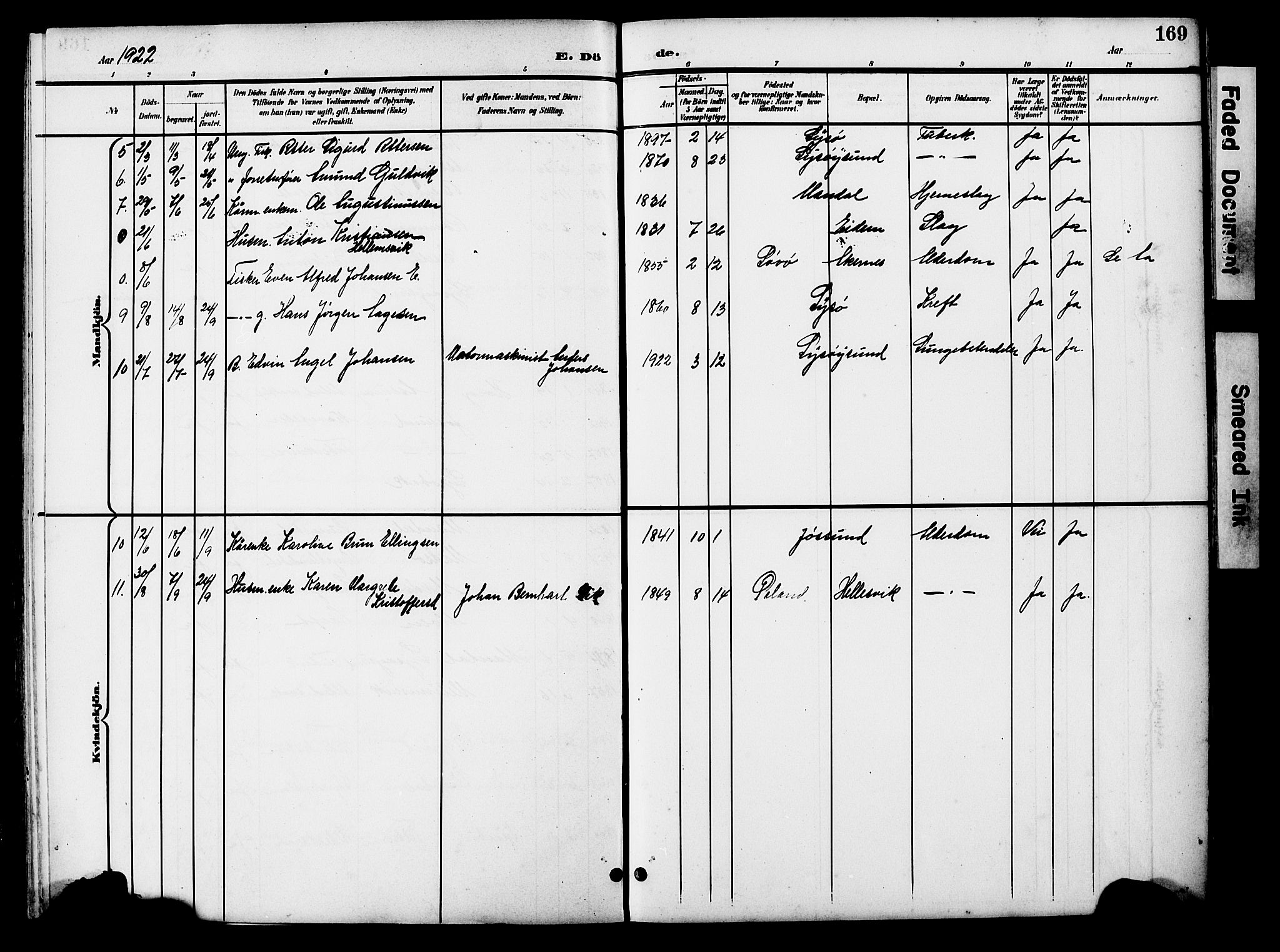 Ministerialprotokoller, klokkerbøker og fødselsregistre - Sør-Trøndelag, AV/SAT-A-1456/654/L0666: Parish register (copy) no. 654C02, 1901-1925, p. 169