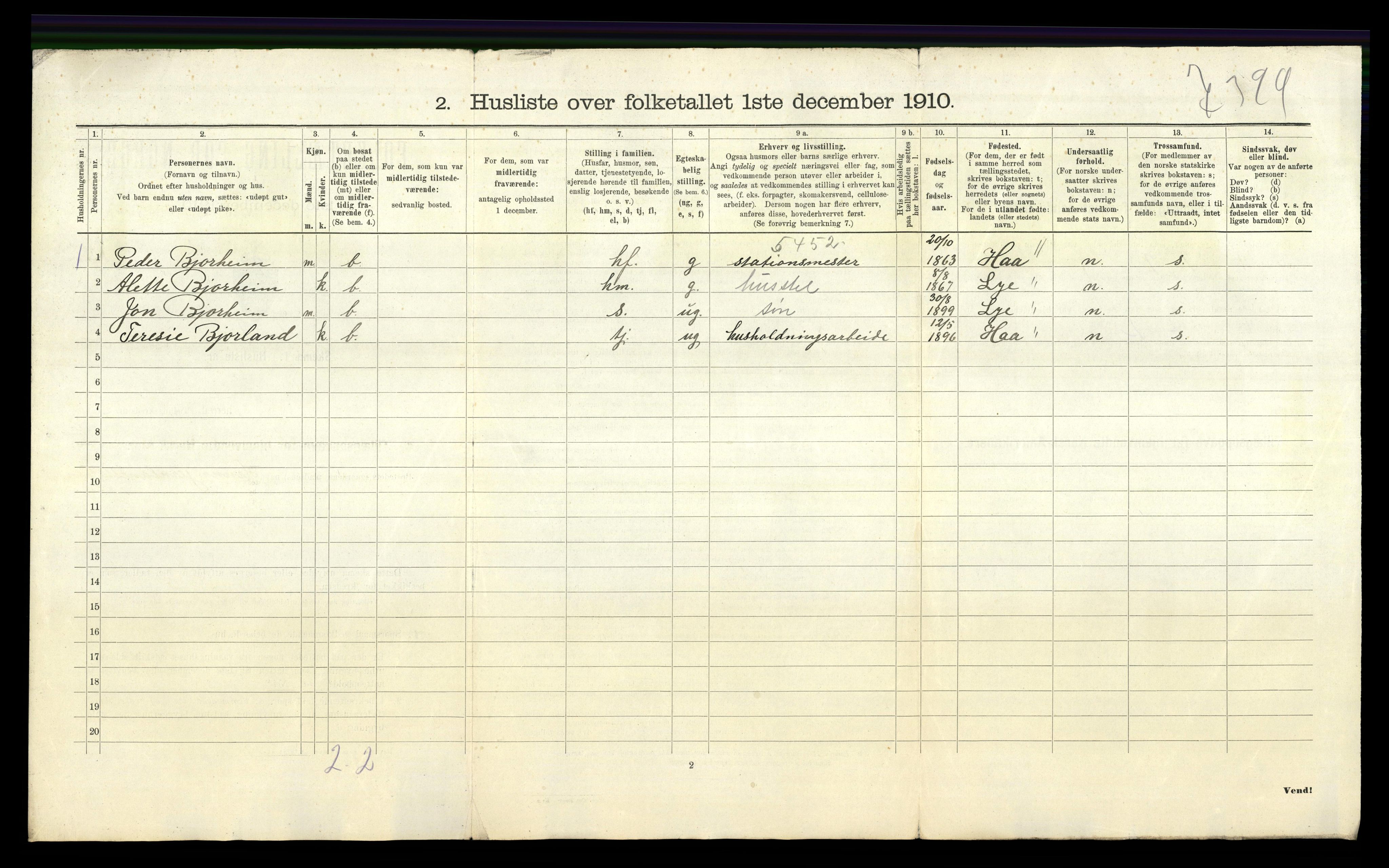 RA, 1910 census for Hetland, 1910, p. 896