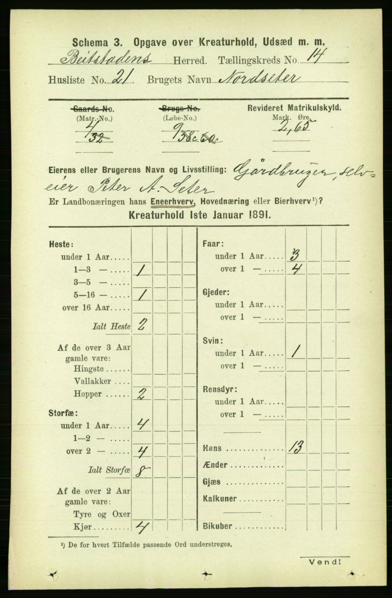 RA, 1891 census for 1727 Beitstad, 1891, p. 6593