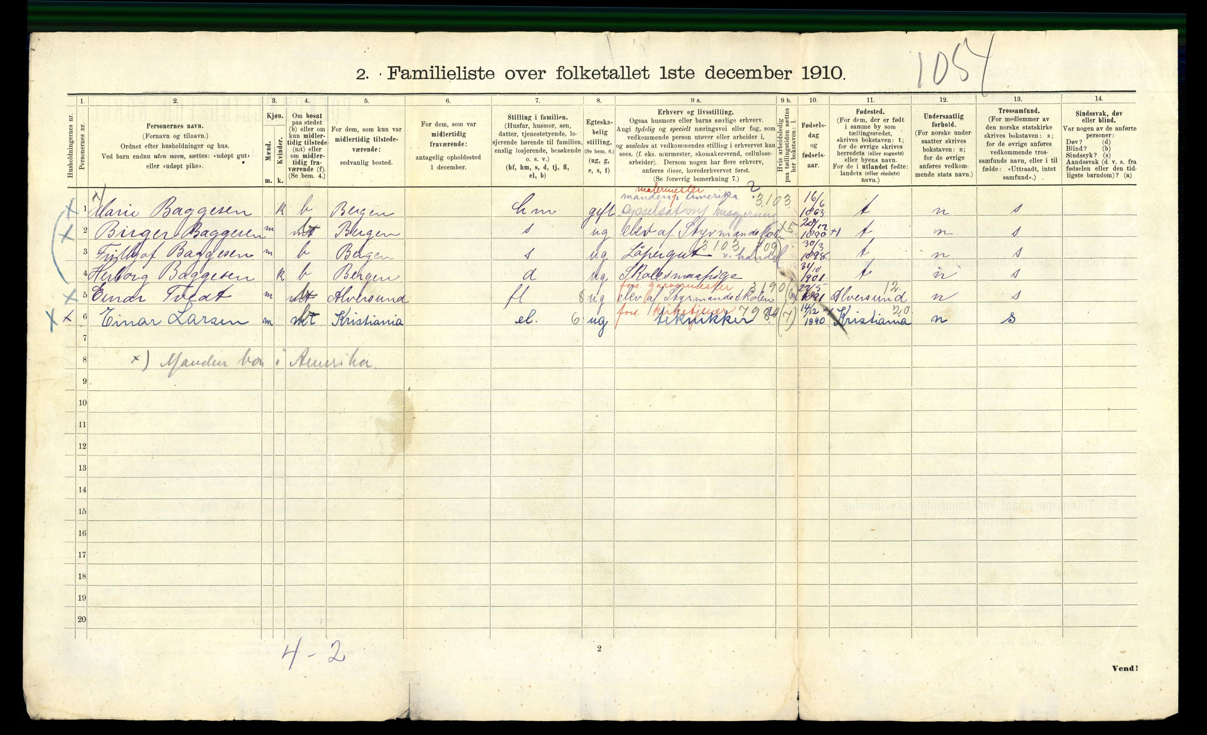 RA, 1910 census for Bergen, 1910, p. 13014