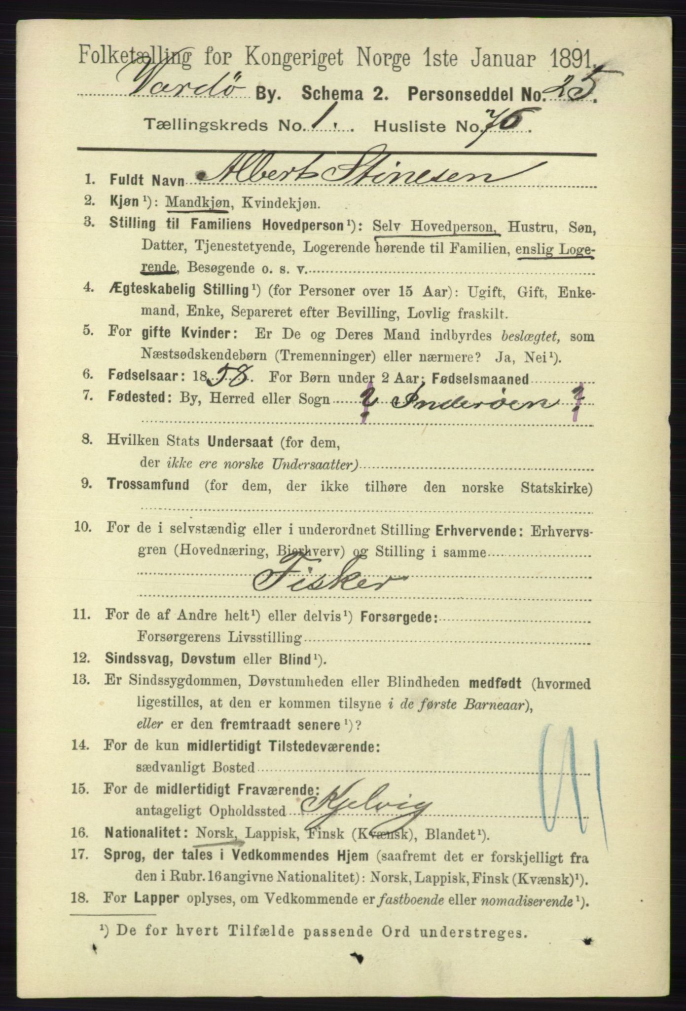 RA, 1891 census for 2002 Vardø, 1891, p. 988