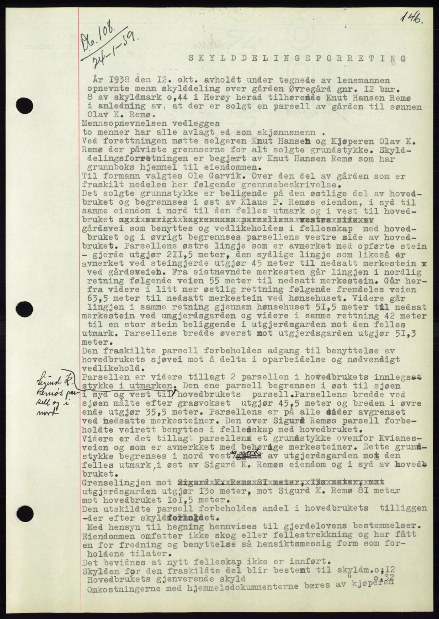 Søre Sunnmøre sorenskriveri, AV/SAT-A-4122/1/2/2C/L0067: Mortgage book no. 61, 1938-1939, Diary no: : 108/1939