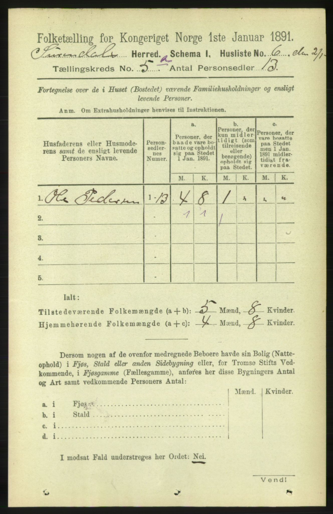 RA, 1891 census for 1566 Surnadal, 1891, p. 1389