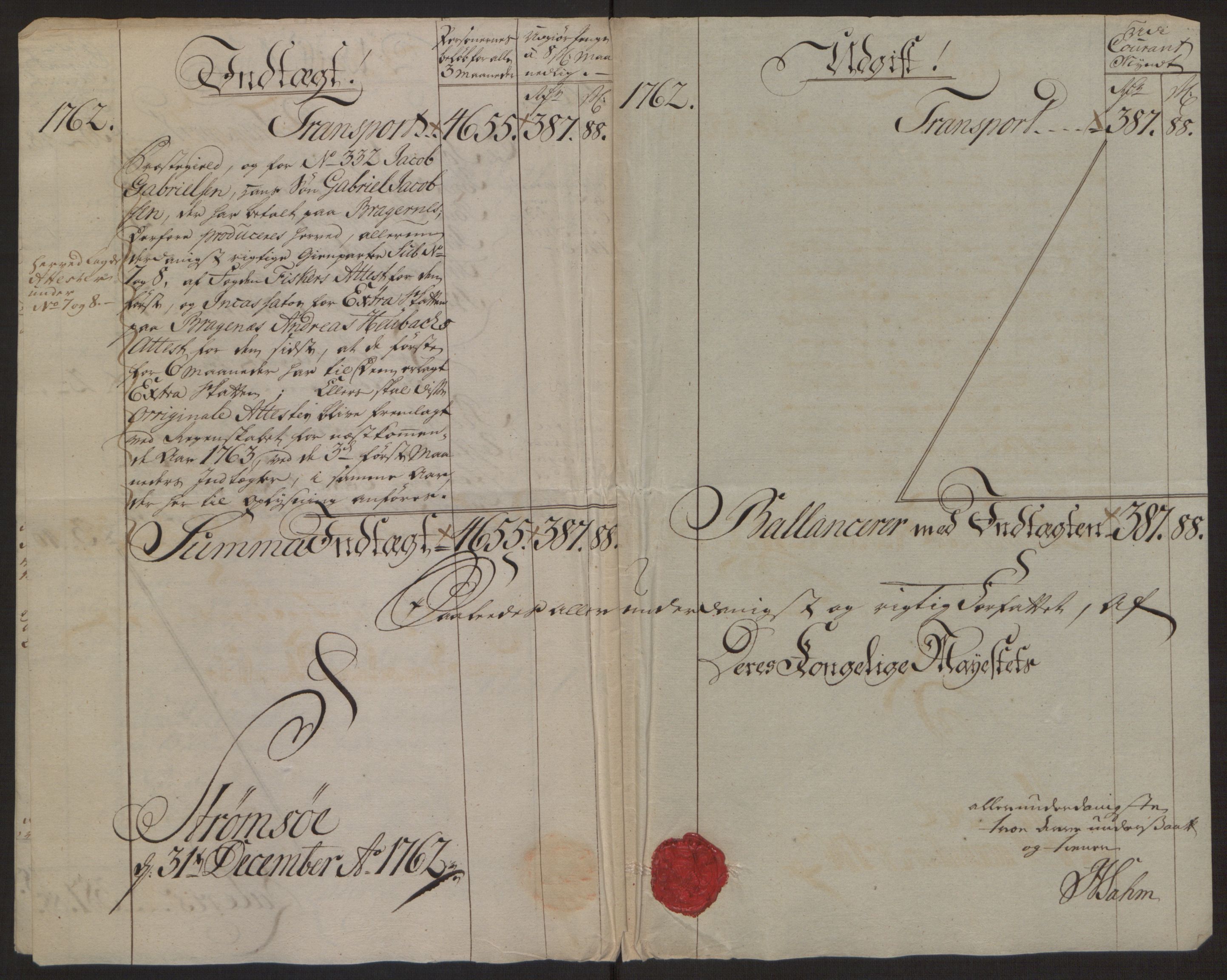 Rentekammeret inntil 1814, Reviderte regnskaper, Byregnskaper, AV/RA-EA-4066/R/Rg/L0144/0001: [G4] Kontribusjonsregnskap / Ekstraskatt, 1762-1767, p. 7