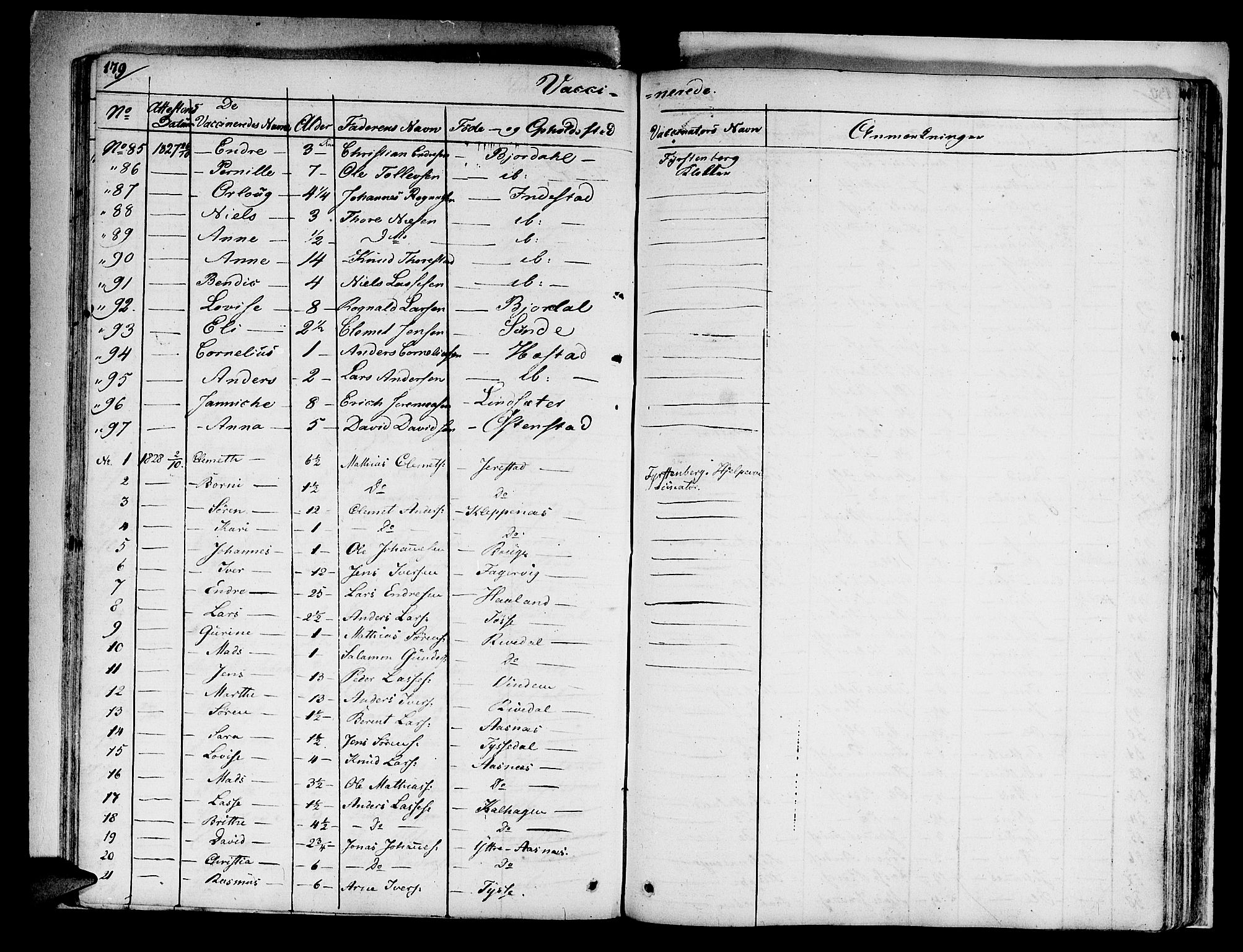 Fjaler sokneprestembete, SAB/A-79801/H/Haa/Haaa/L0005: Parish register (official) no. A 5, 1821-1835, p. 179