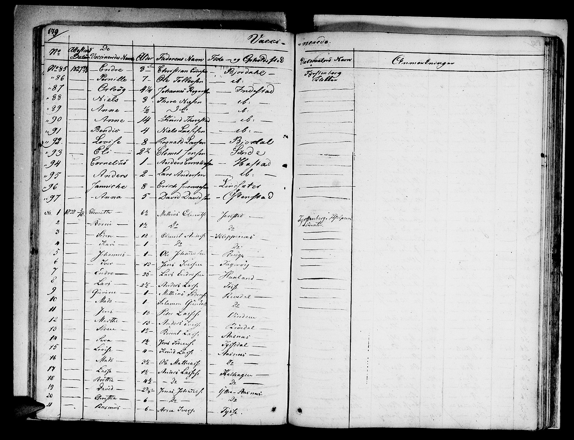 Fjaler sokneprestembete, AV/SAB-A-79801/H/Haa/Haaa/L0005: Parish register (official) no. A 5, 1821-1835, p. 179