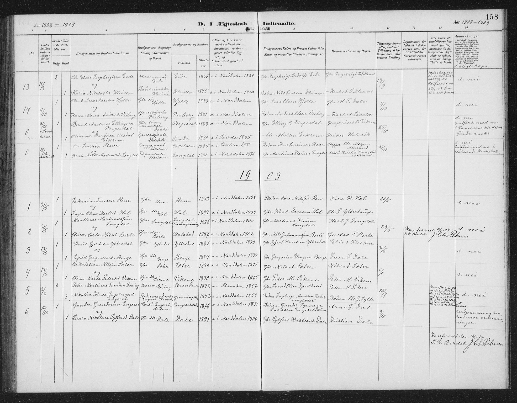 Ministerialprotokoller, klokkerbøker og fødselsregistre - Møre og Romsdal, SAT/A-1454/519/L0264: Parish register (copy) no. 519C05, 1892-1910, p. 158