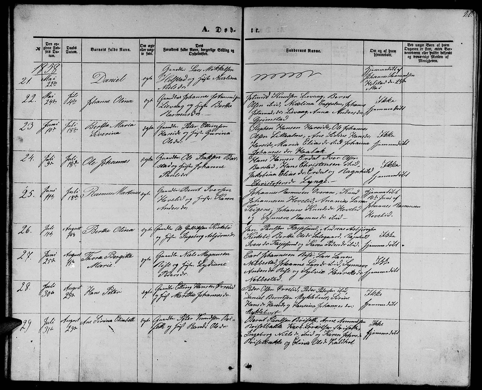 Ministerialprotokoller, klokkerbøker og fødselsregistre - Møre og Romsdal, AV/SAT-A-1454/510/L0124: Parish register (copy) no. 510C01, 1854-1877, p. 20