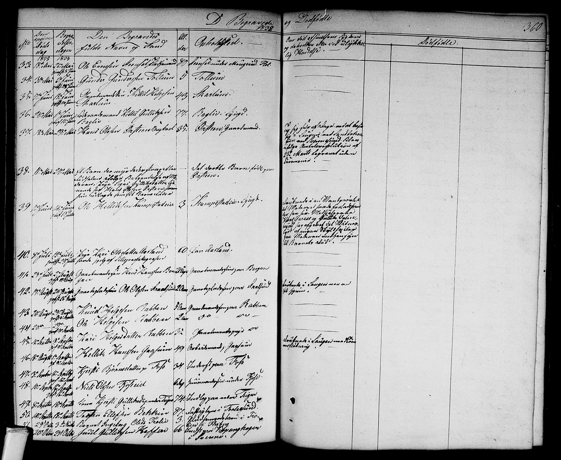 Flesberg kirkebøker, AV/SAKO-A-18/G/Ga/L0002: Parish register (copy) no. I 2, 1834-1860, p. 360