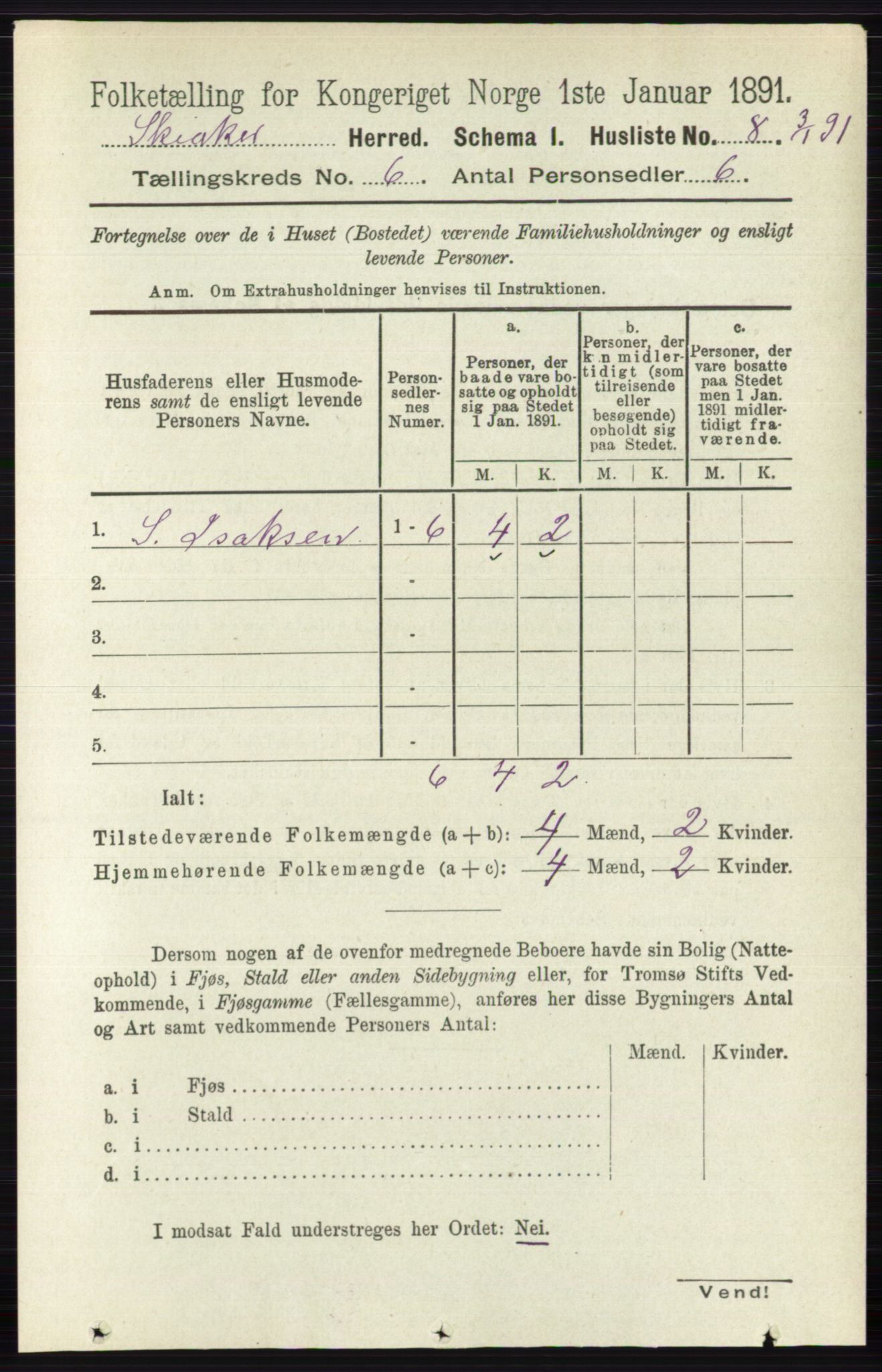 RA, 1891 census for 0513 Skjåk, 1891, p. 1989