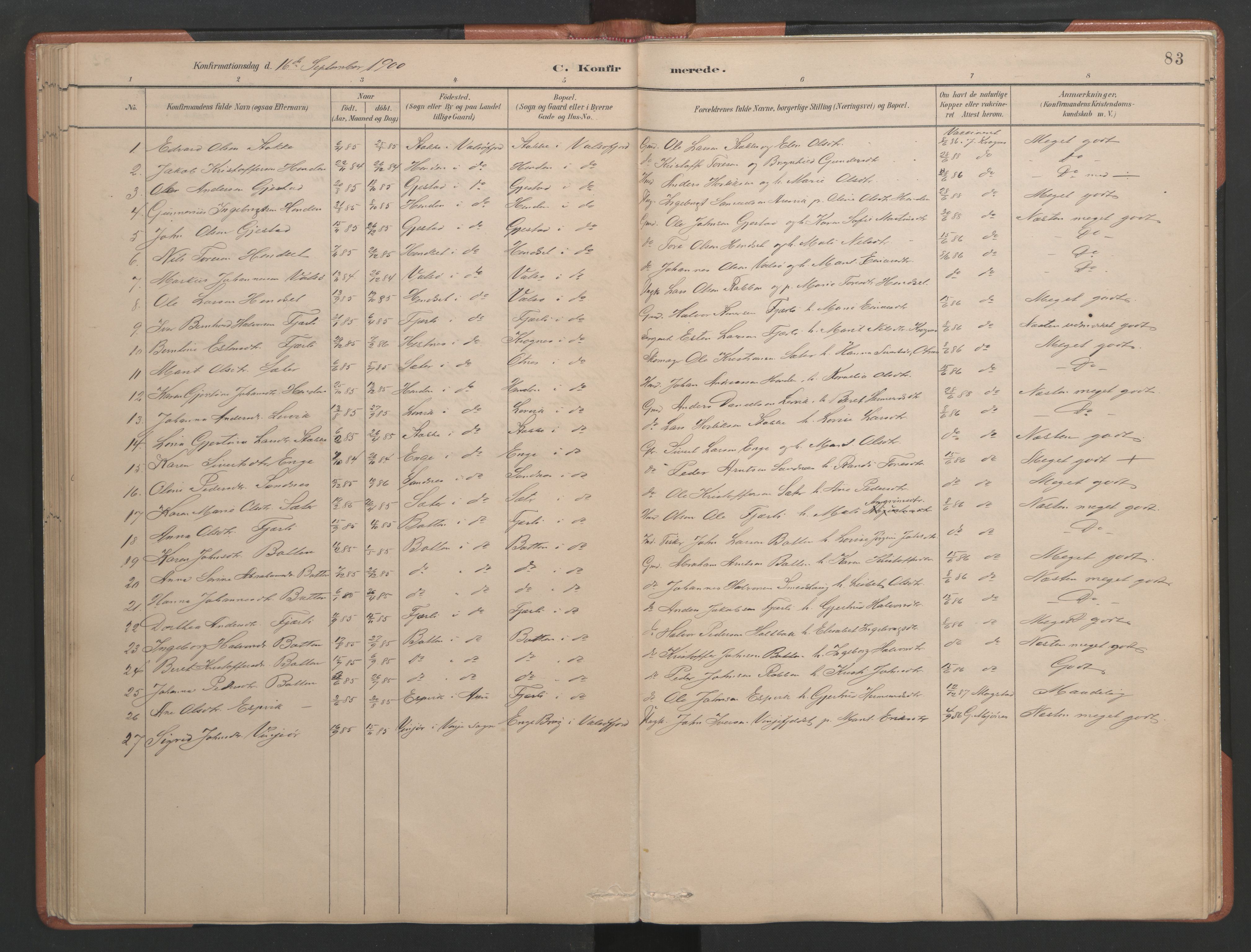 Ministerialprotokoller, klokkerbøker og fødselsregistre - Møre og Romsdal, AV/SAT-A-1454/580/L0926: Parish register (copy) no. 580C01, 1882-1903, p. 83