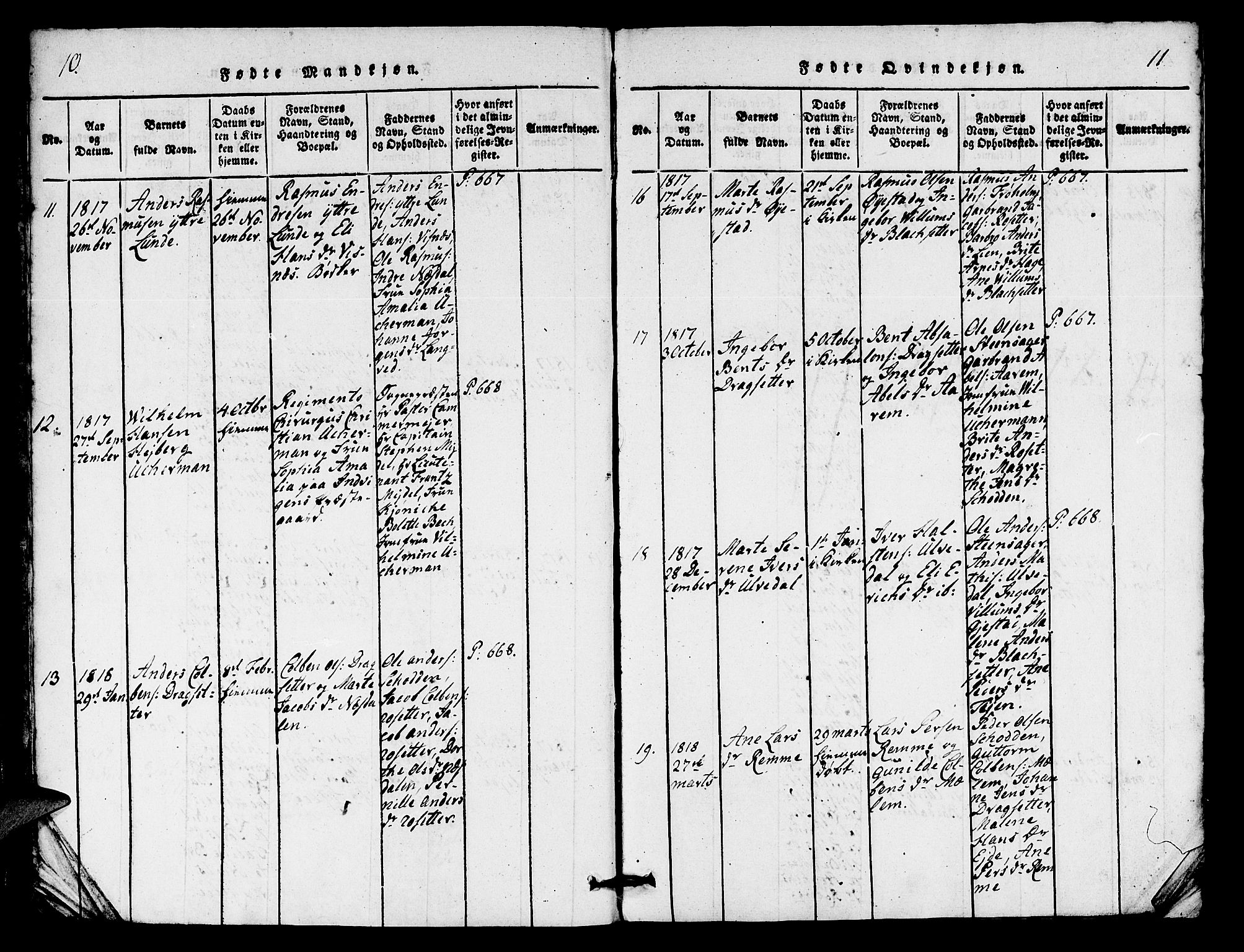 Innvik sokneprestembete, AV/SAB-A-80501: Parish register (copy) no. A 1, 1816-1820, p. 10-11