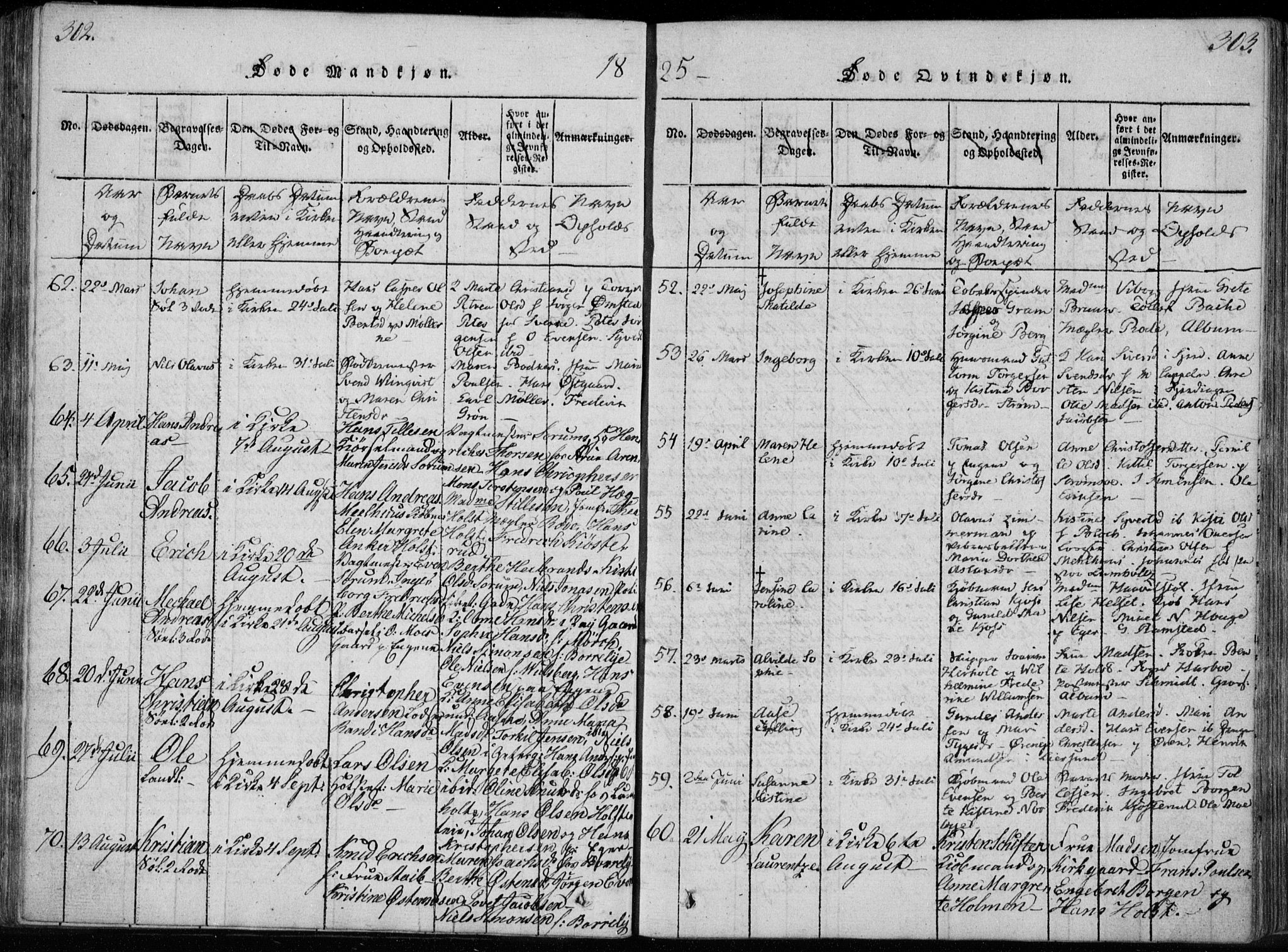 Bragernes kirkebøker, AV/SAKO-A-6/F/Fa/L0007: Parish register (official) no. I 7, 1815-1829, p. 302-303